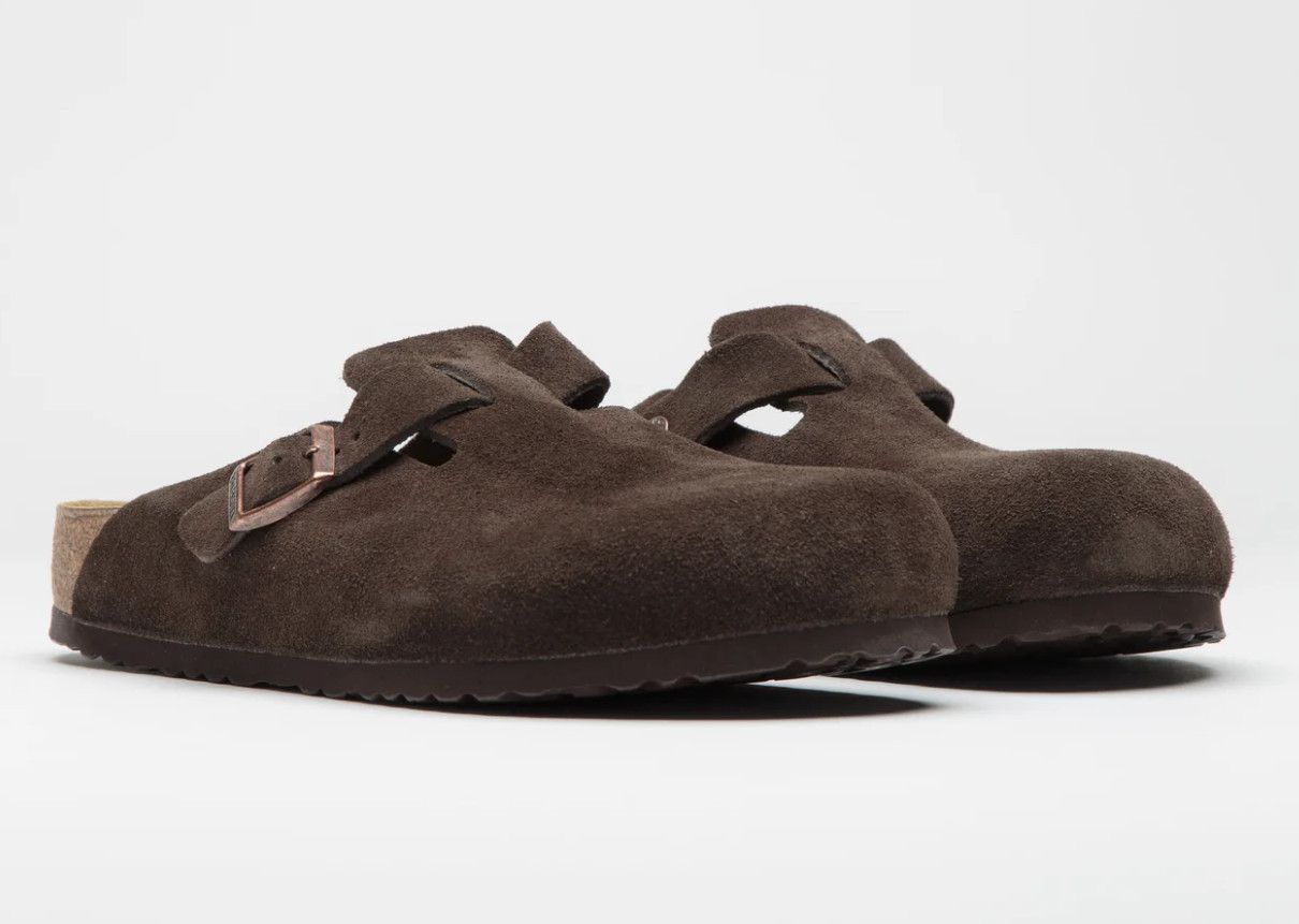Birkenstock Boston Suede Leather Soft Footbed Taupe/Black/Mocha/Clog Sandals