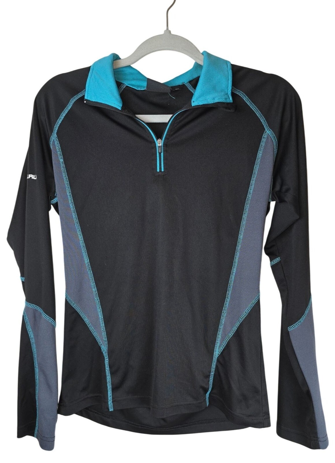 Subaru Black Label XS Womens Technical Half-Zip Pullover Black & Blue Lightweigh
