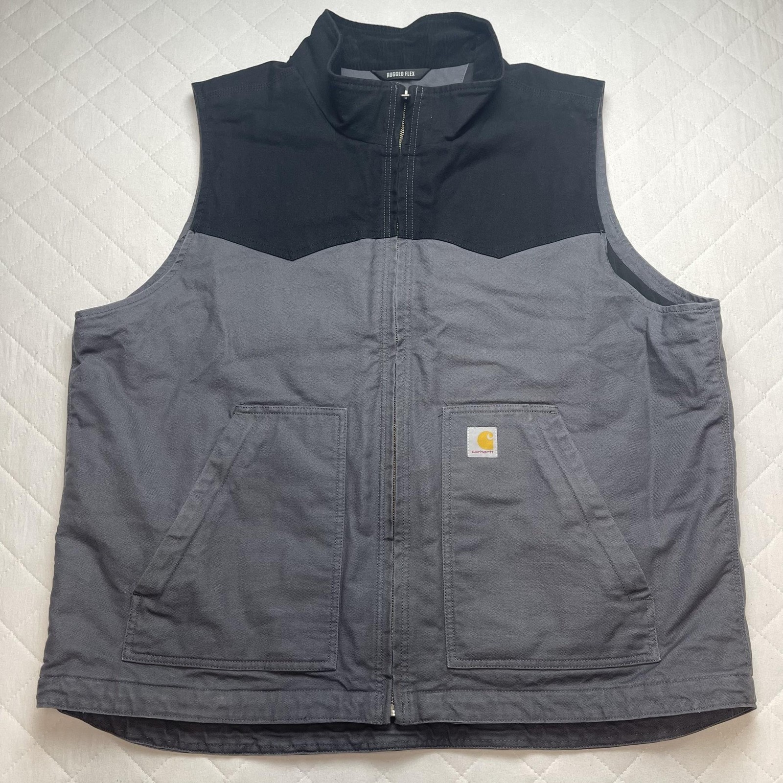 Carhartt Vest Mens 2XL Gray Rugged Flex Quilted Insulated Workwear 0V6433-M