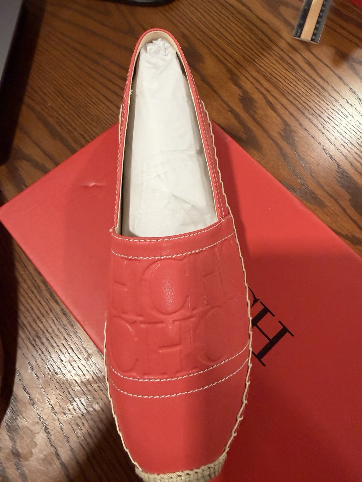 CH Logo Leather Espadrille. Size 39.
