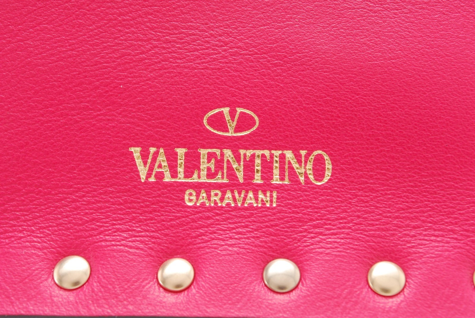 VALENTINO GARAVANI Clutch Bag Rock Stud Leather Purse Pink　*Rank A*