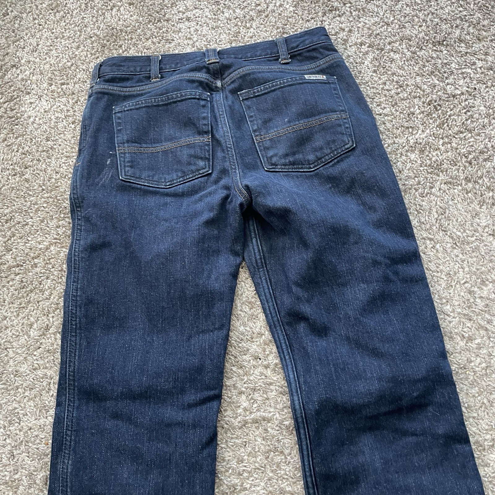 Carhartt Flannel Fleece Lined Jeans Womens 4 Blue Original Straight Stretch 1574
