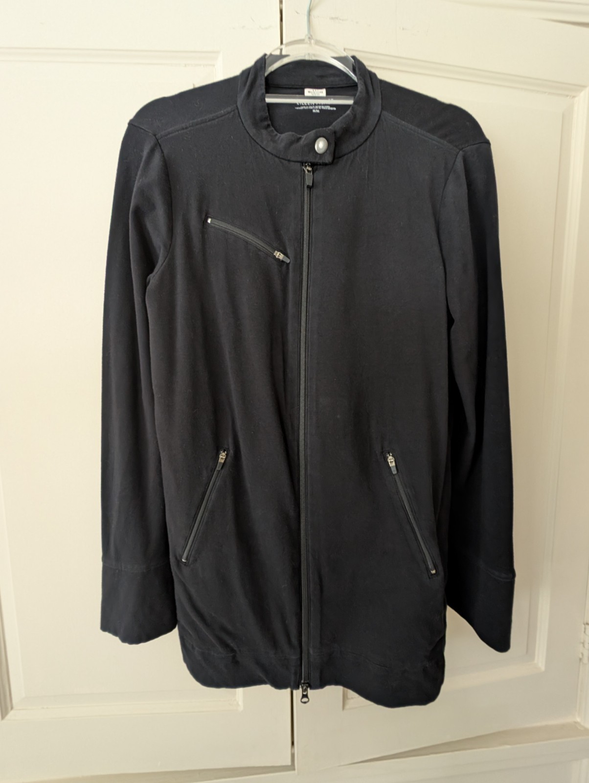Eileen Fisher Black 2-way Zip Organic Cotton Blend Longline Jacket NWOT Size M