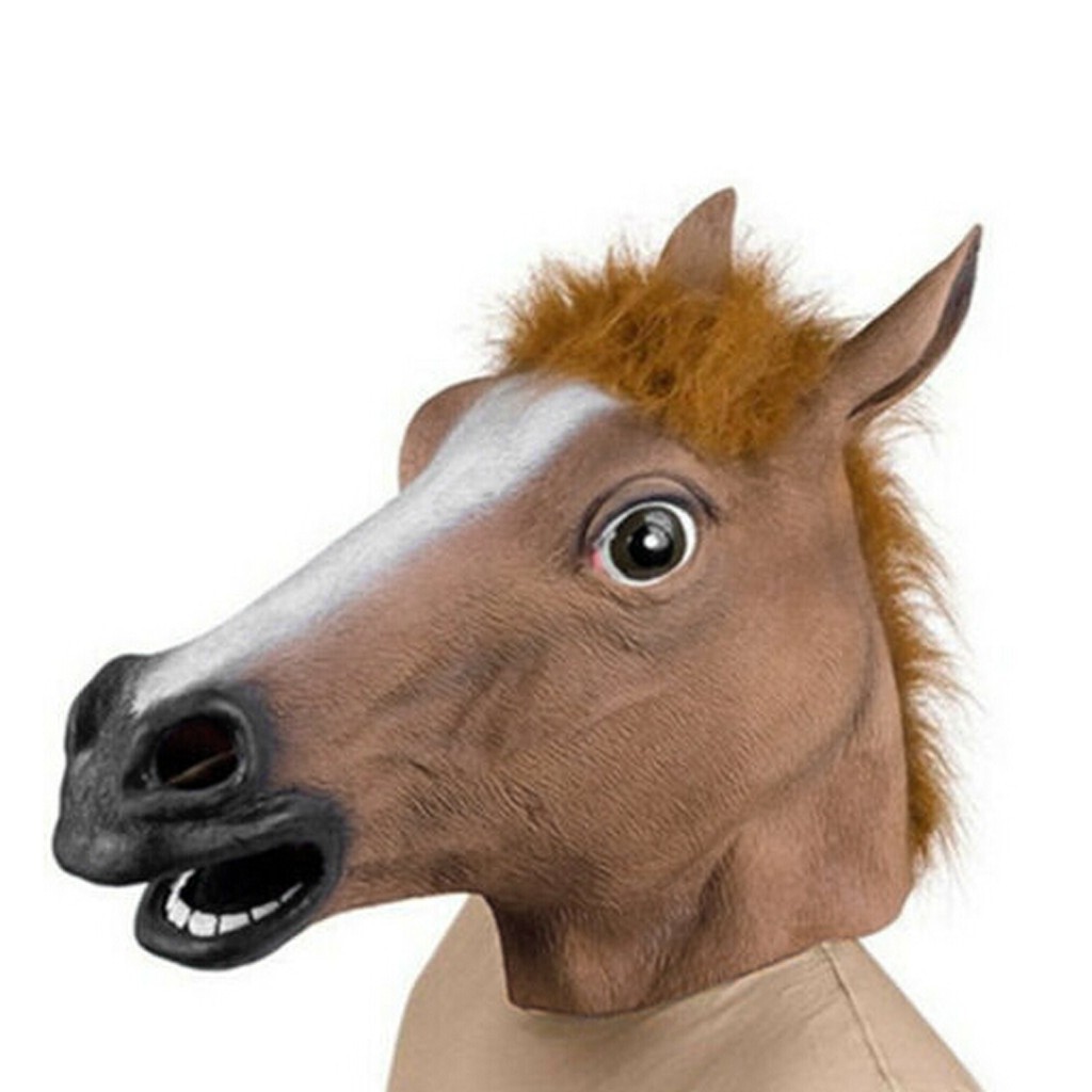 Horse Mask Halloween Party Full Head Latex Rubber Mask Novelty Fancy Prop