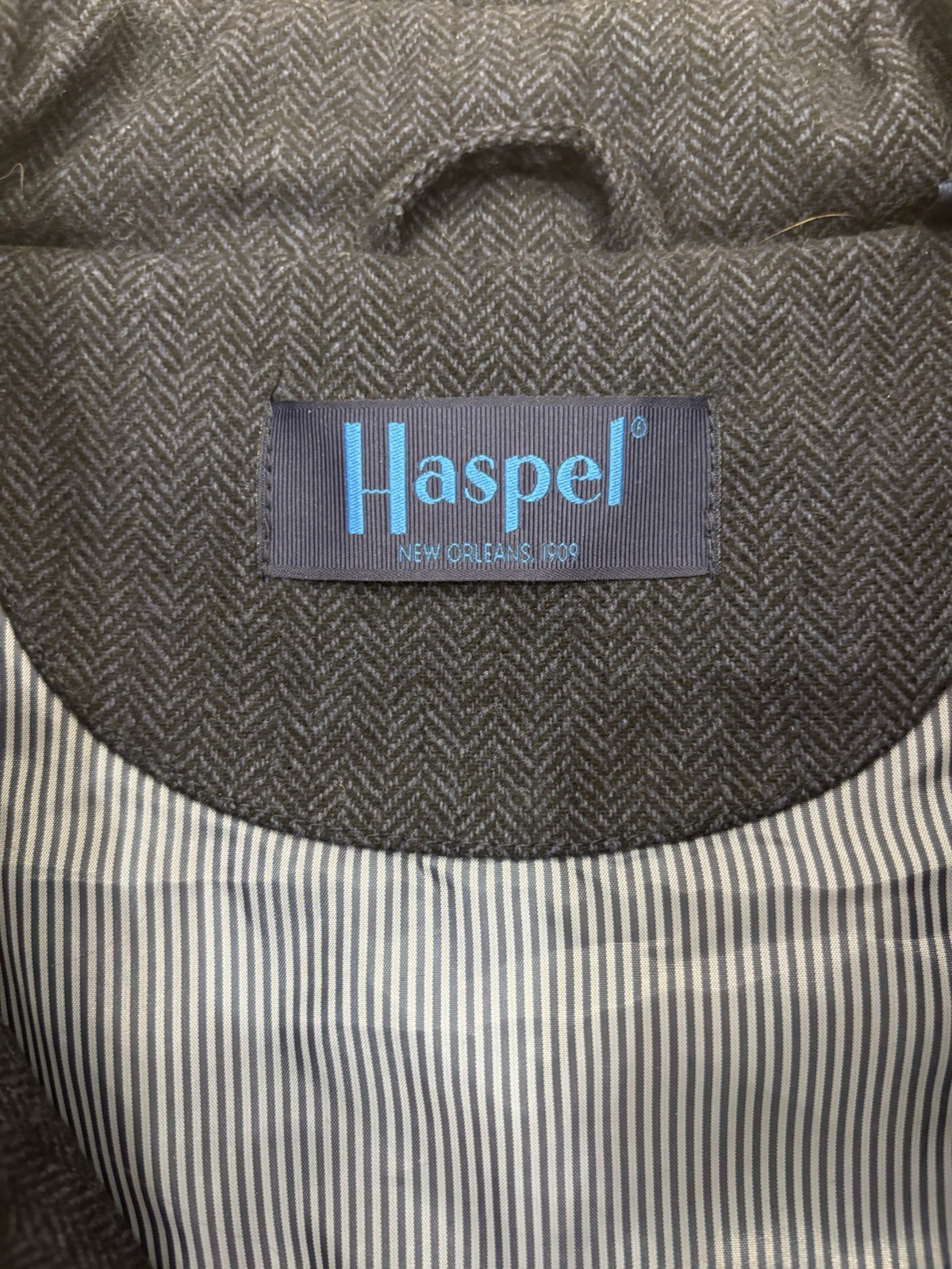 Haspel New Orleans Navy Quilted Wool Herringbone Vest Size XL
