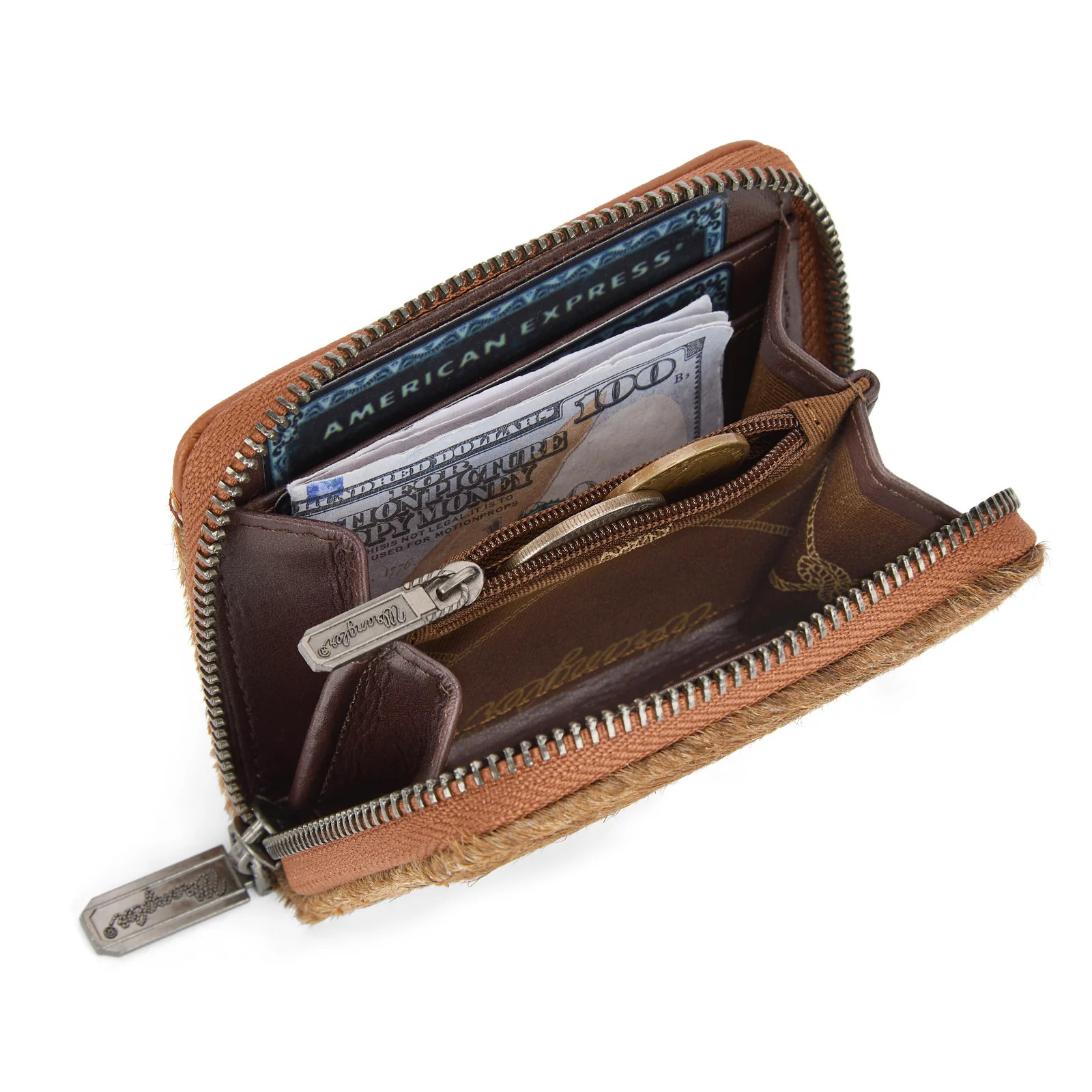 Wrangler Genuine Hair-On Cowhide Zip-Around Wallet
