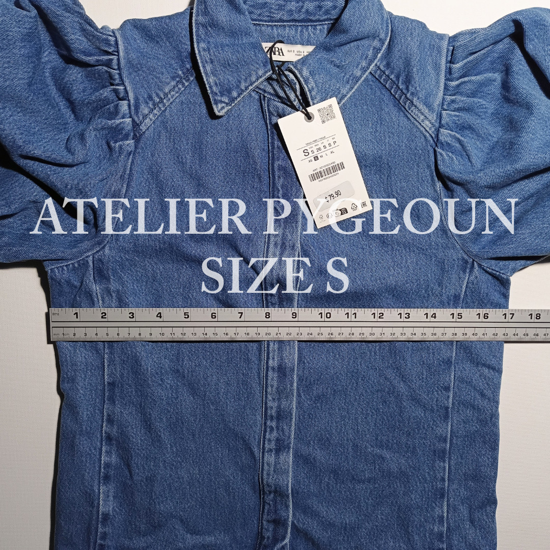 NWT ZARA Denim Puff Sleeve Blouse ZW Collection Blue 5216/053 XS, S, M, L