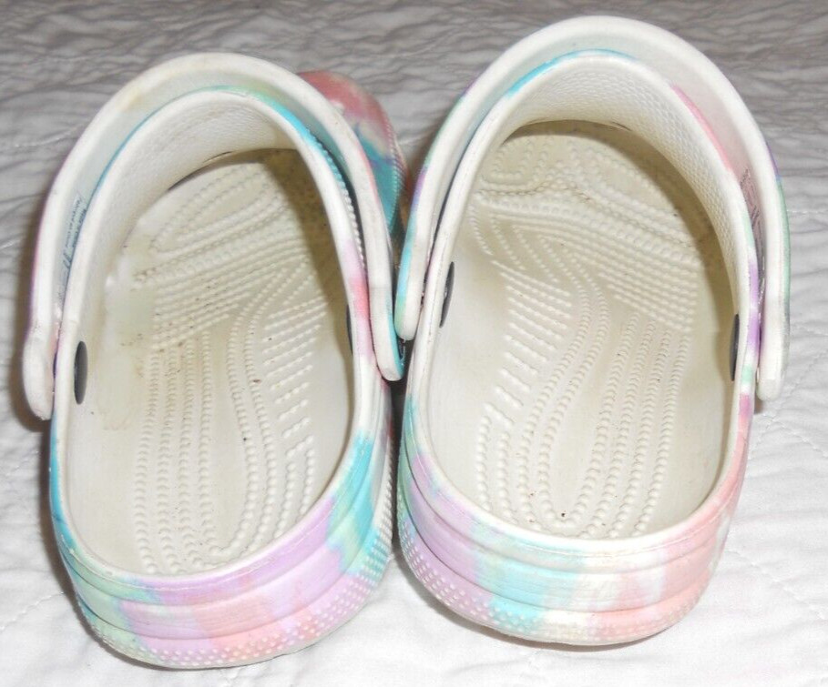 Crocs Baya Classic Tie Dye Unisex Clogs Slip On Shoes Pastel White Sz W4 M2