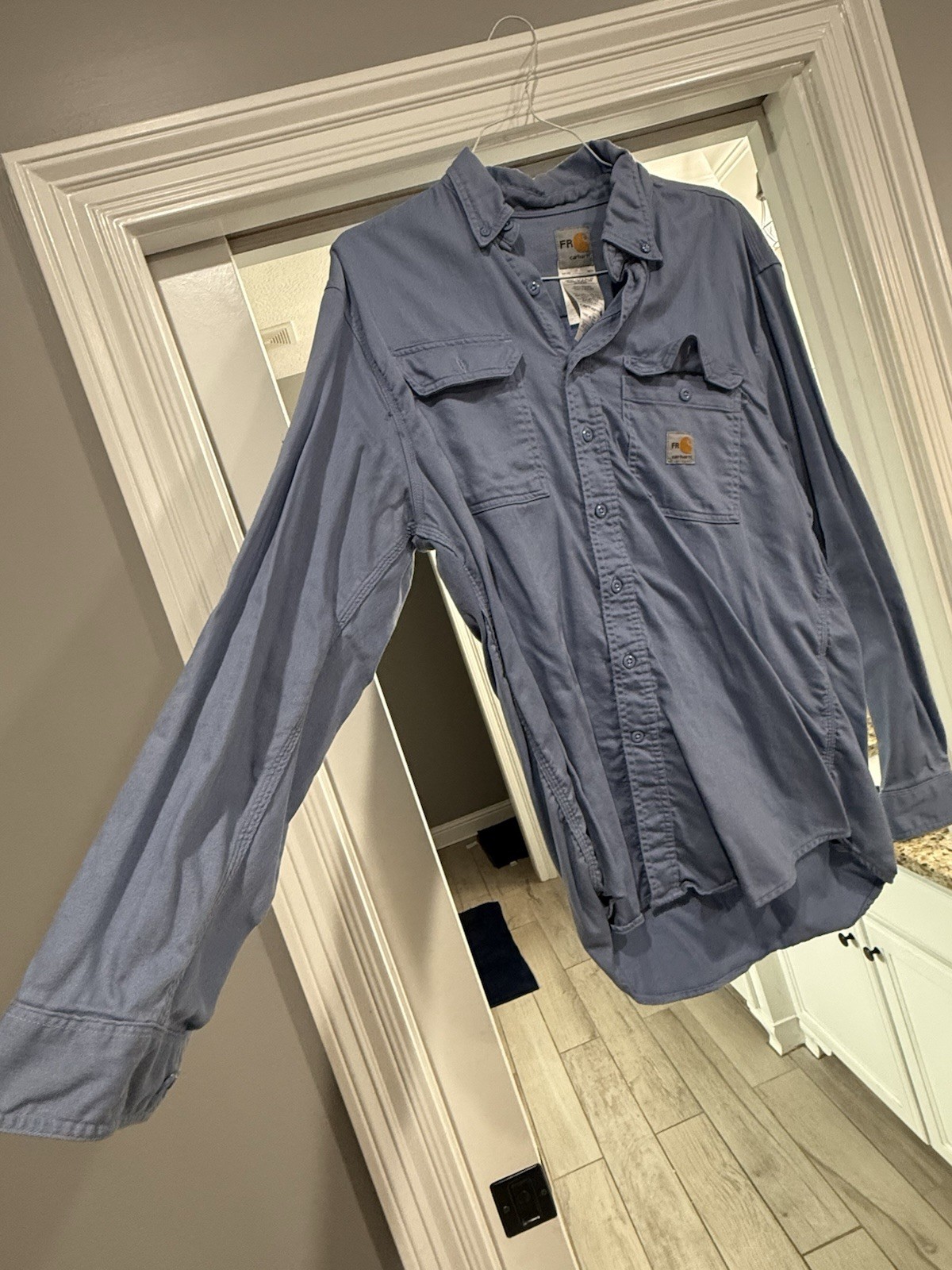 Carhartt FR Cat 2 NFPA 2112 Lightweight Blue Long Sleeve Shirt Men’s Large Reg