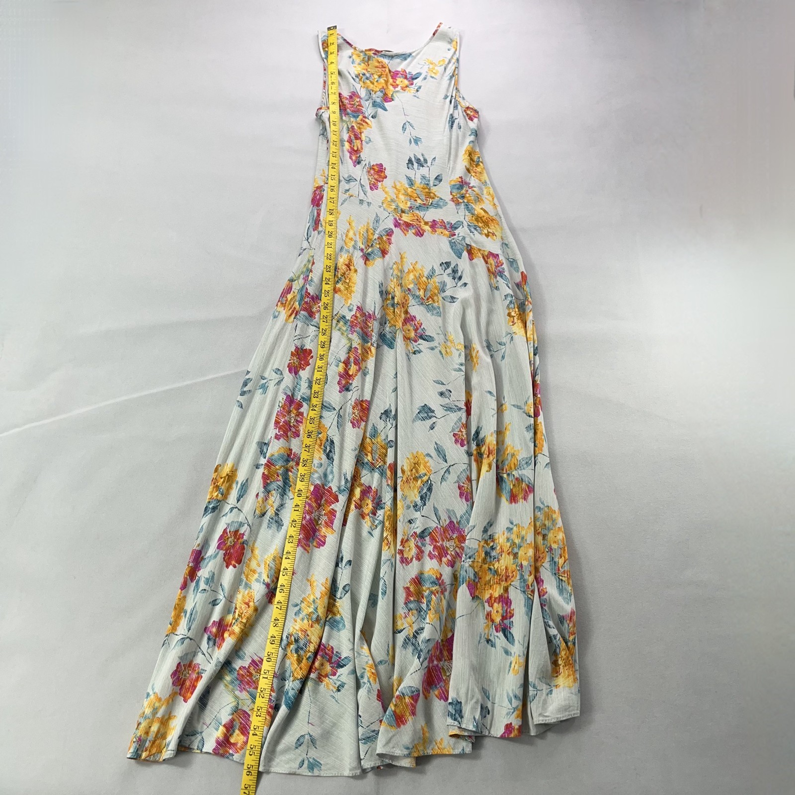Sundance Maxi Dress Medium Light Blue Floral Rayon Sleeveless Boho Cottagecore