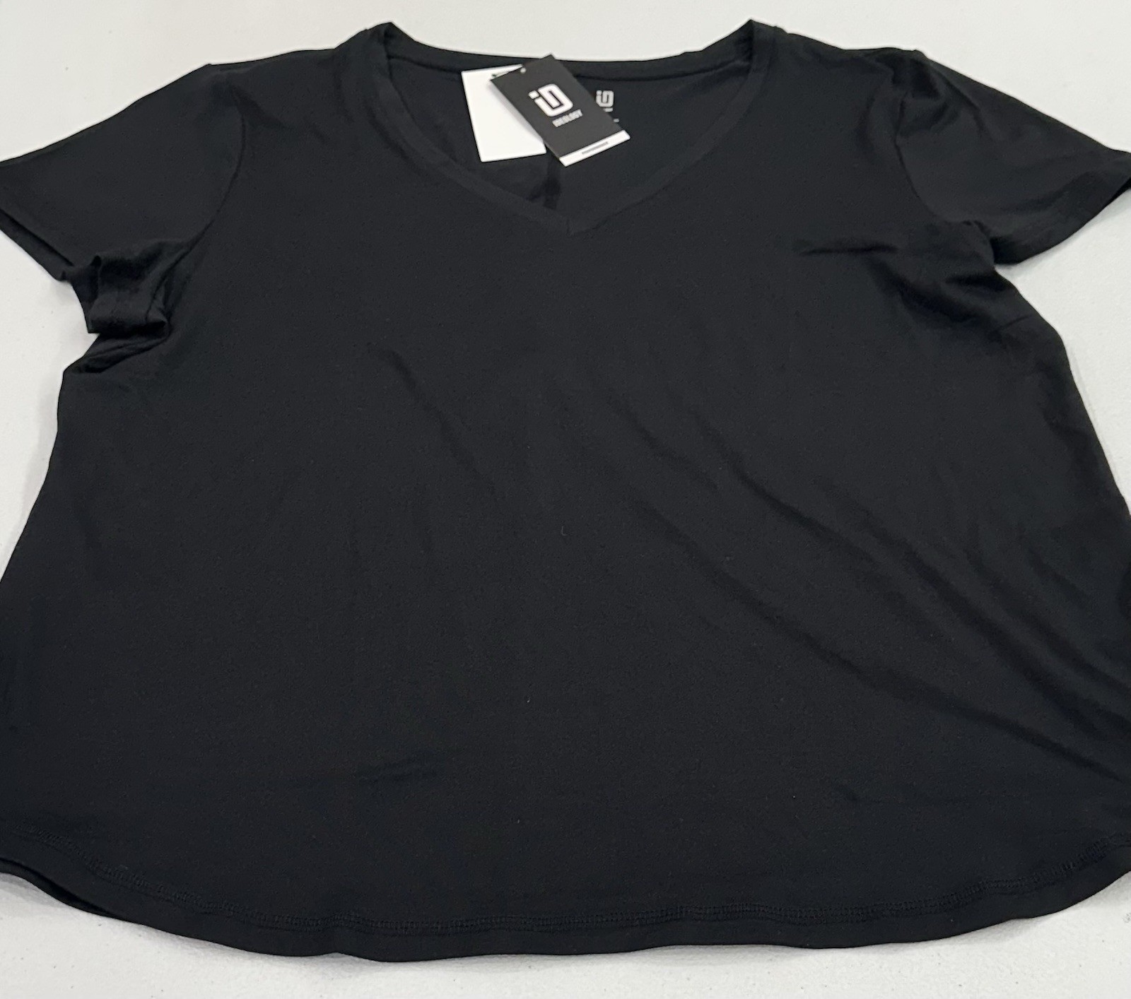Ideology Women’s Heathered Short-Sleeve V Neck Tee, Black, Size XL