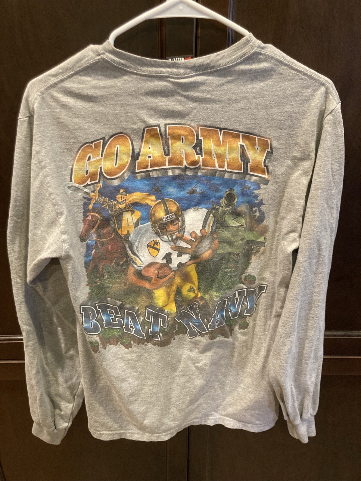 Vintage 2004 Small Double Sided Gray Army Vs. Navy Football Long Sleeve T-Shirt