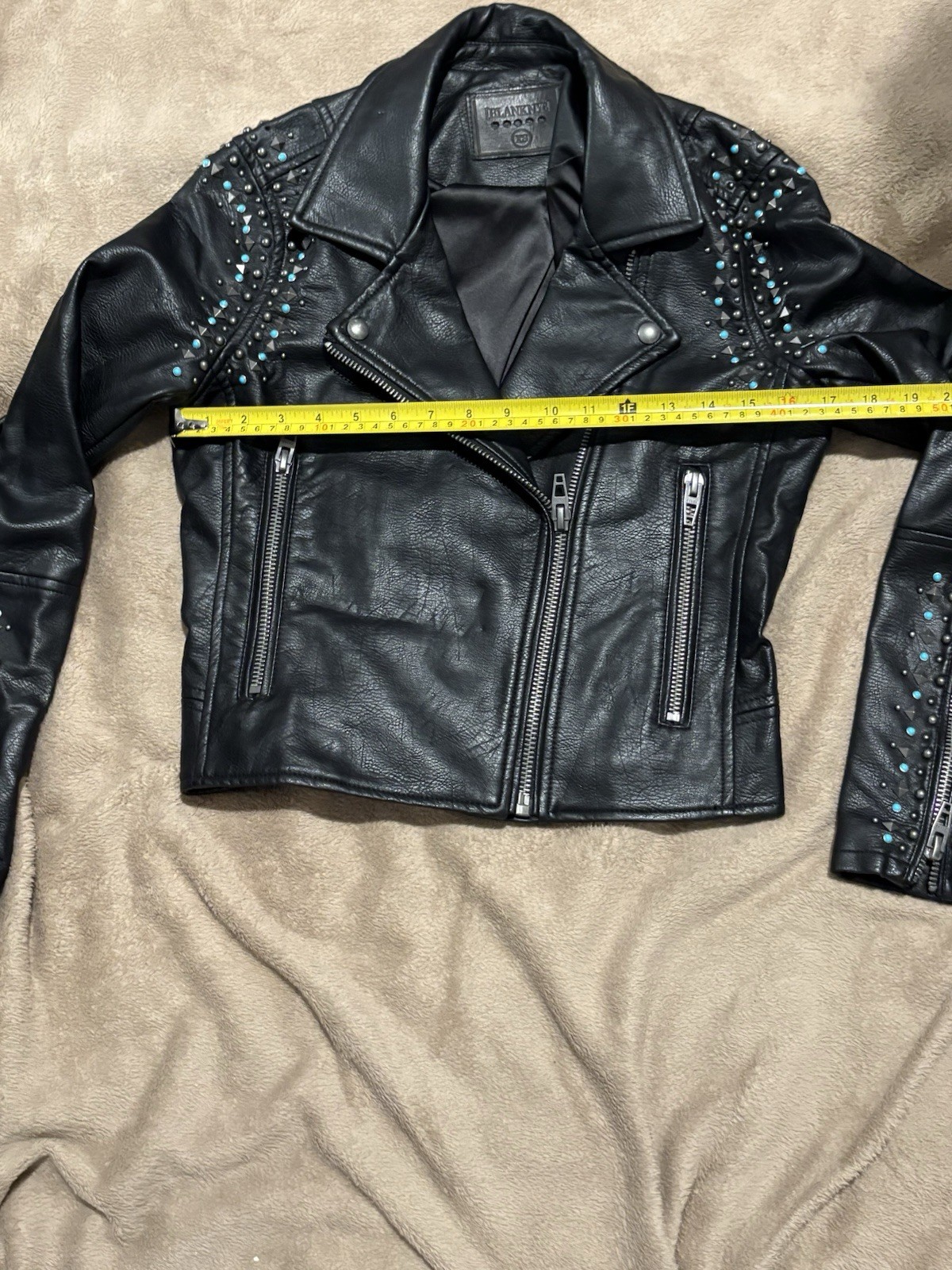 BlankNYC Women’s Black Studded Moto Jacket Full Zip Lined Biker Style Size XS