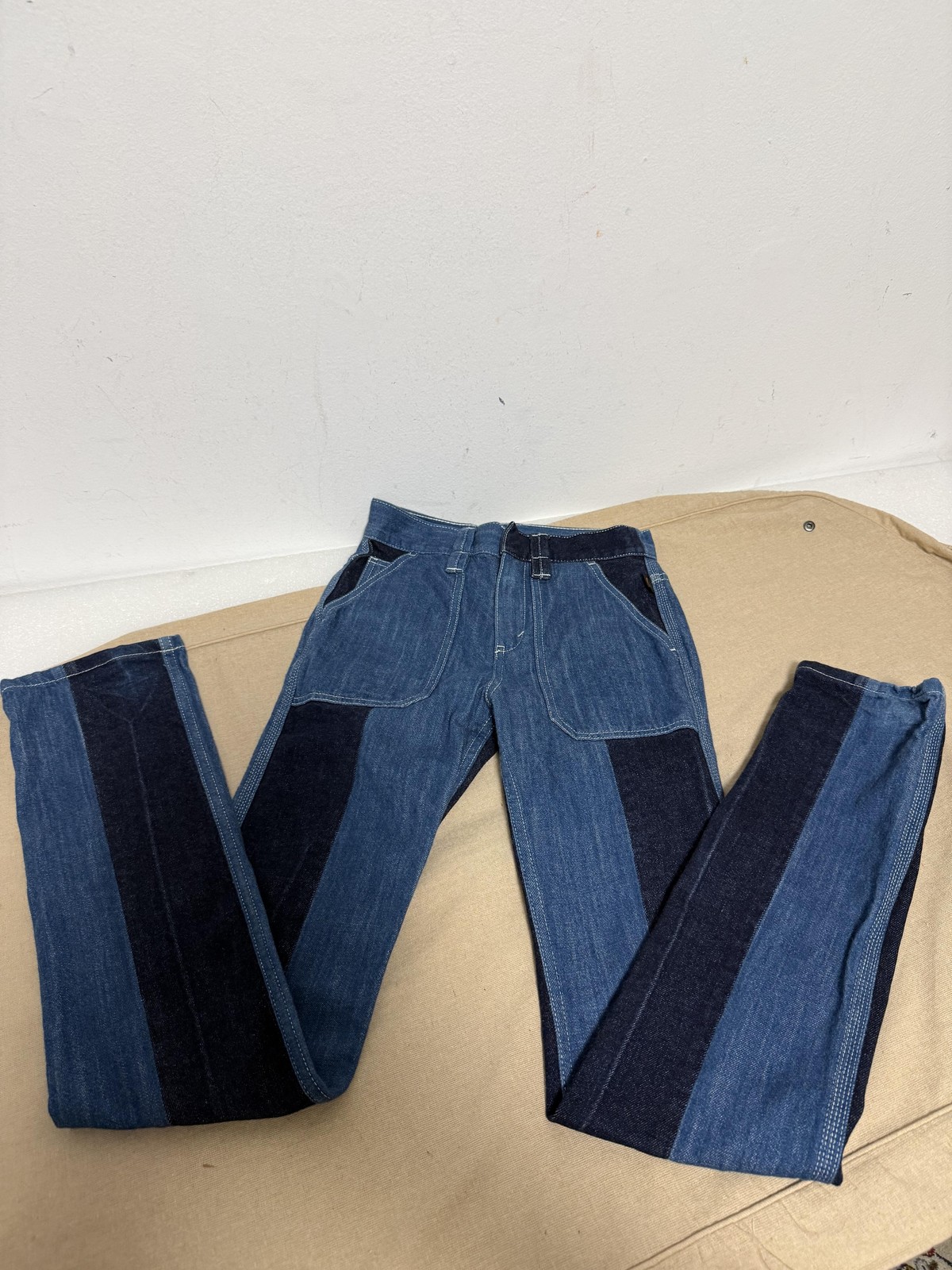 Chloe Jeans Womens 34 Blue Ultramarine Colorblock Two Tone Panel High Rise Denim