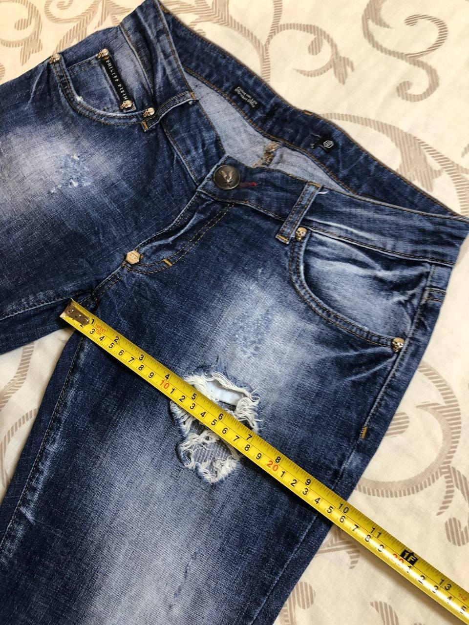 Philipp Plein Jeans 29 Straight Cut Distressed Ripped