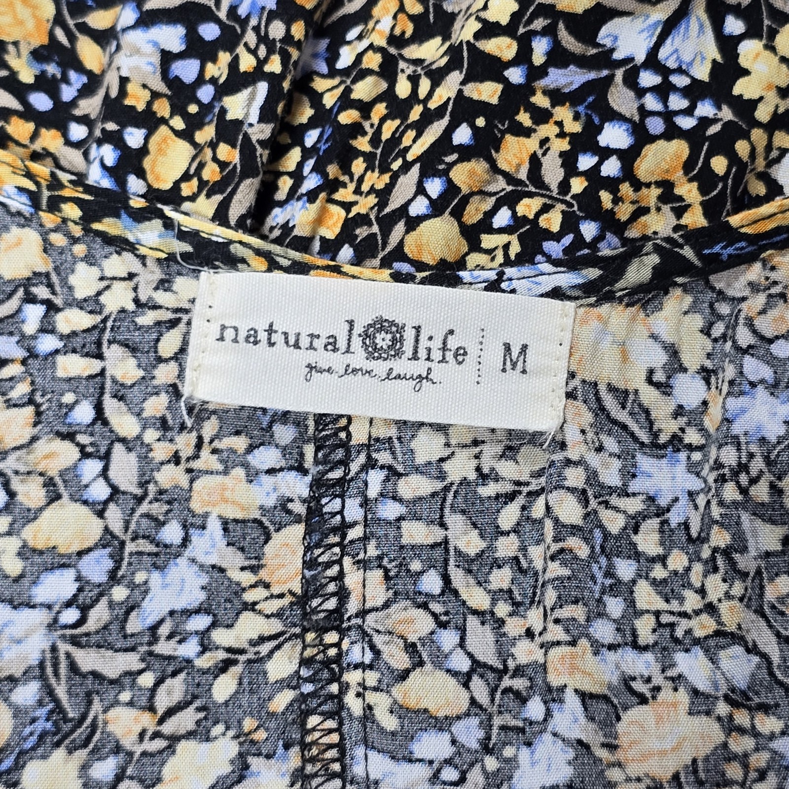 Natural Life Rosie Sleeveless Romper Medium Black Yellow Ditsy Floral Boho