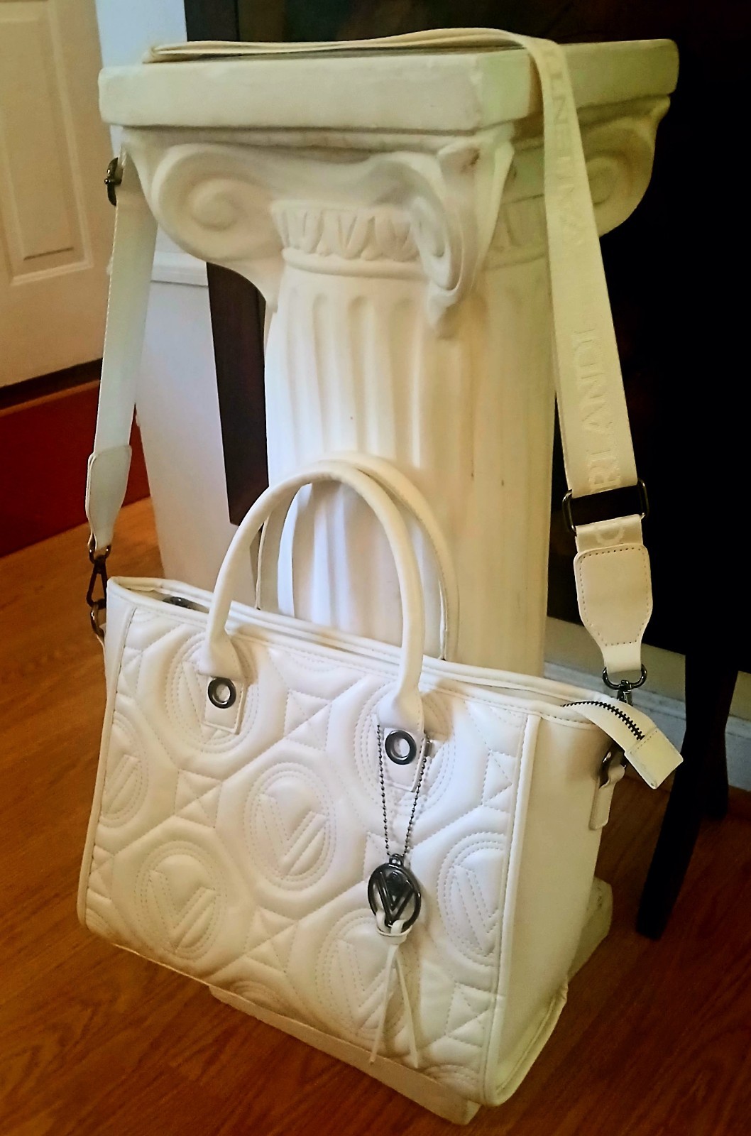 NEW Valentino Orlandi V-4002G Quilted Leather Tote Crossbody & Wallet WHITE NWT