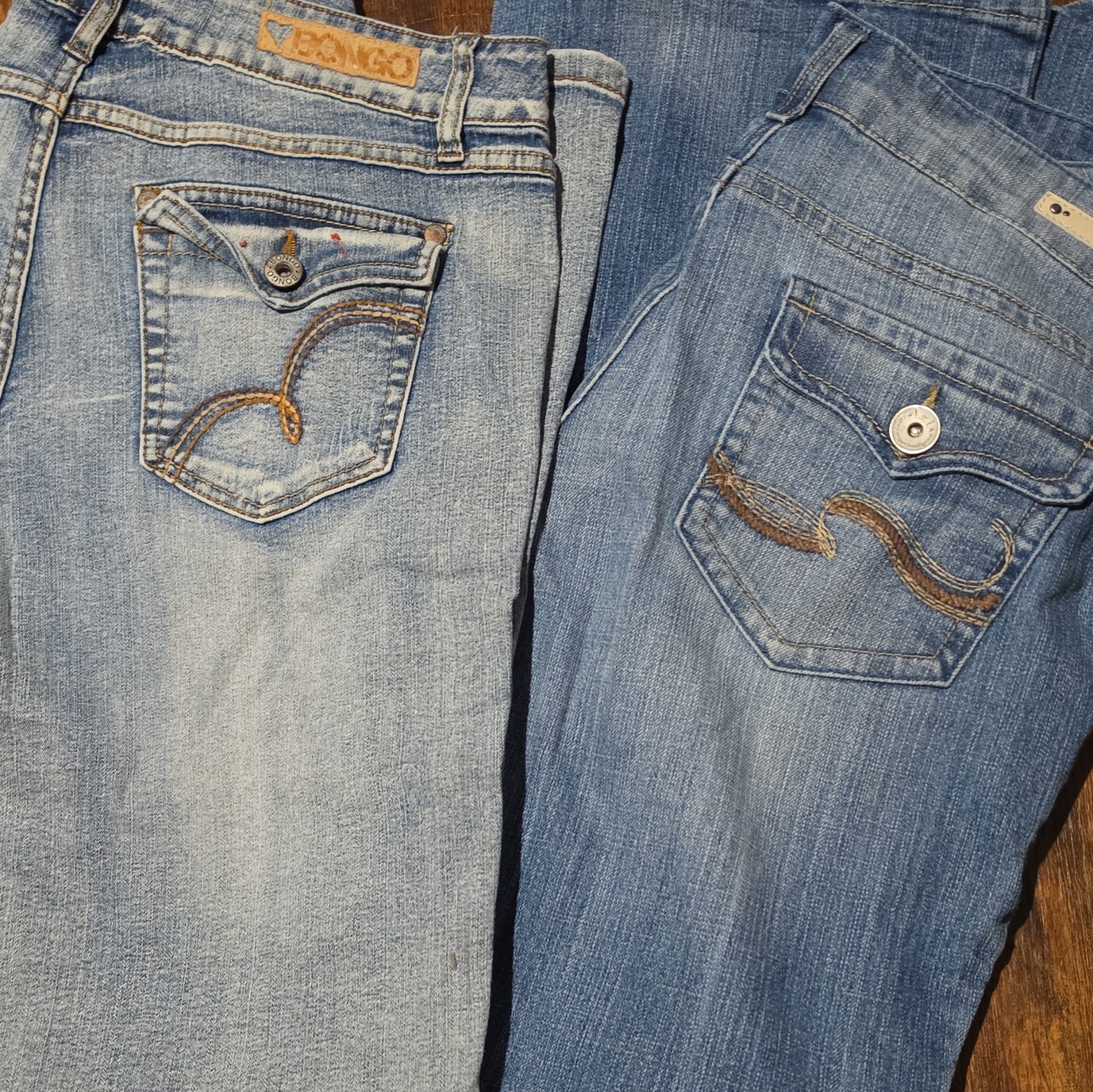 Lei & Bongo Baby Girl Solid Blue Denim Jeans Lot of 2, Size 13 FLARE