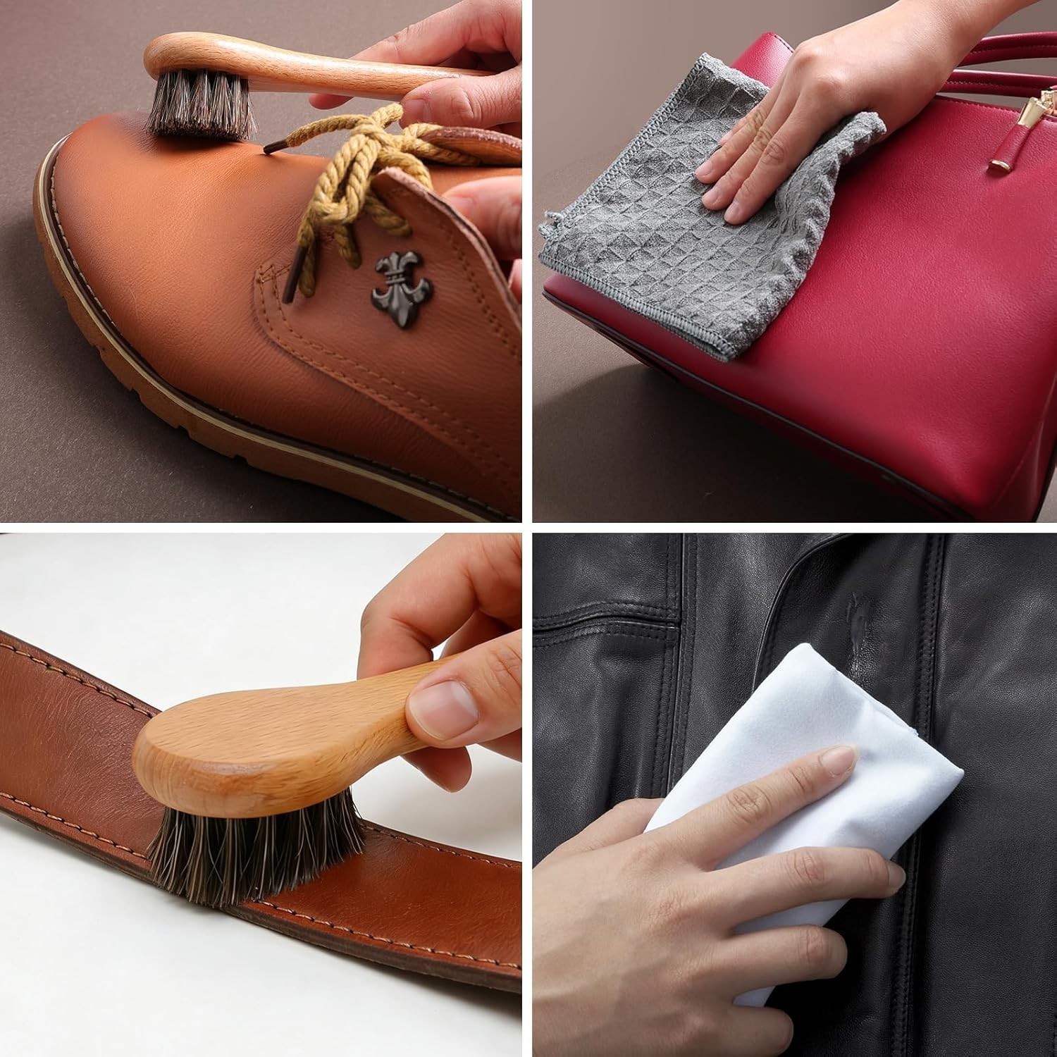 Complete Leather Care Kit – Brushes, Soap, Oil, Wax