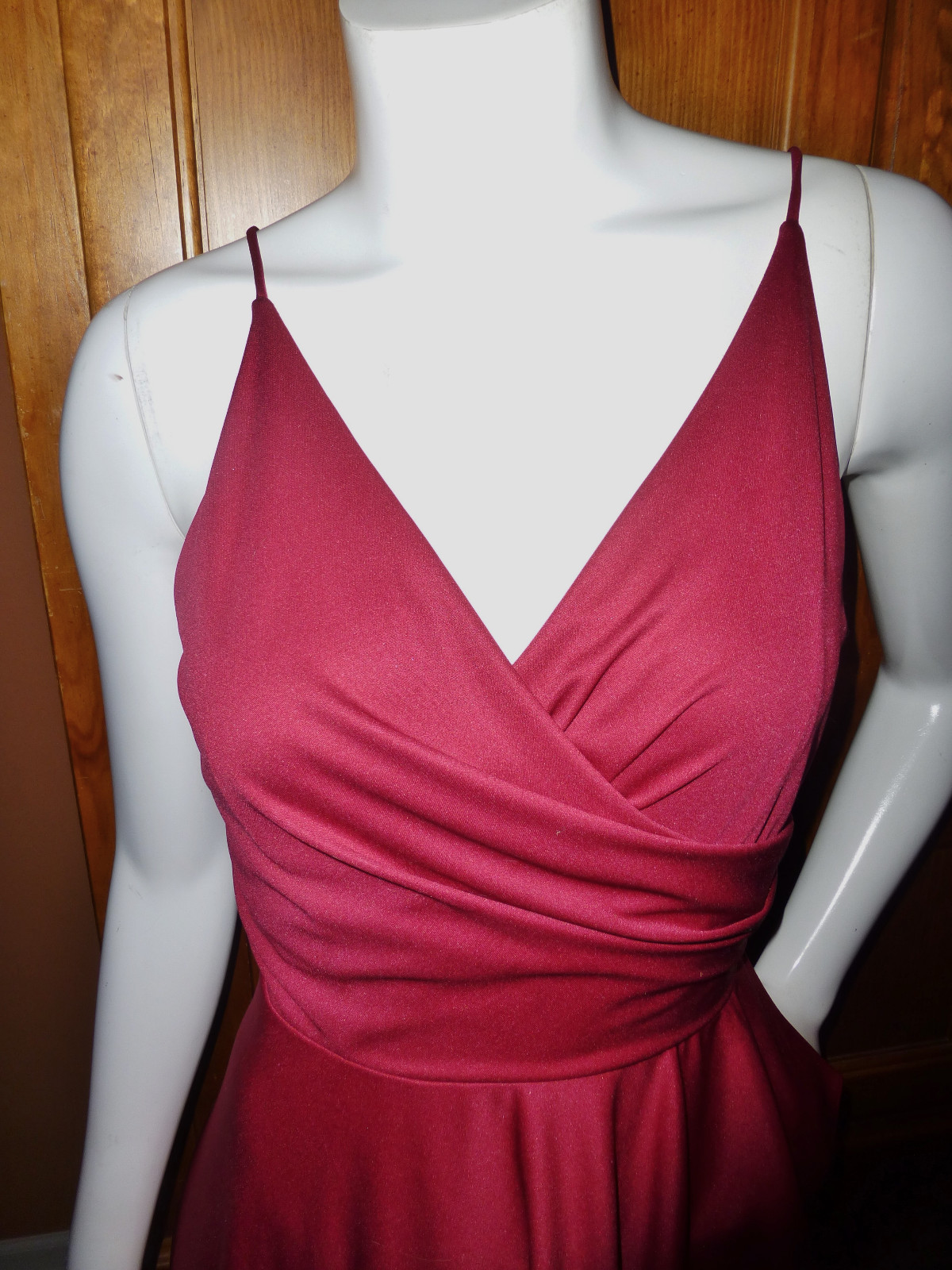 Vtg 70s Goddess Burgundy Silky Jersey Cascading Drape Evening Maxi DRESS Gown SM