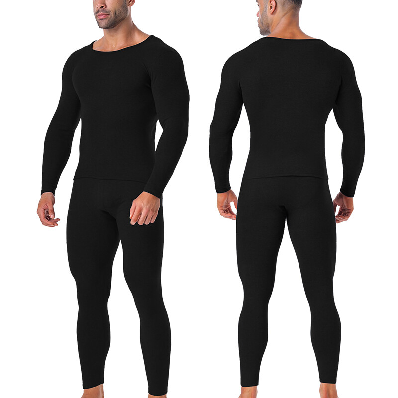 Men’s Long Johns Set Fleece Lined Thermal Underwear Top Bottom Set Winter Warm