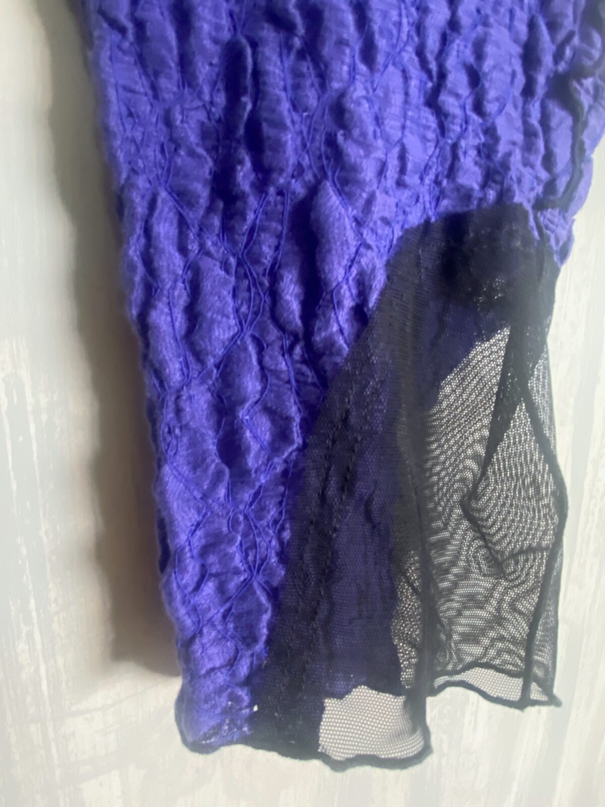 NOBLU / BREAKFAST IN TOKYO Lagenlook Purple Crinkle Gauze Cotton Pants w Mesh M