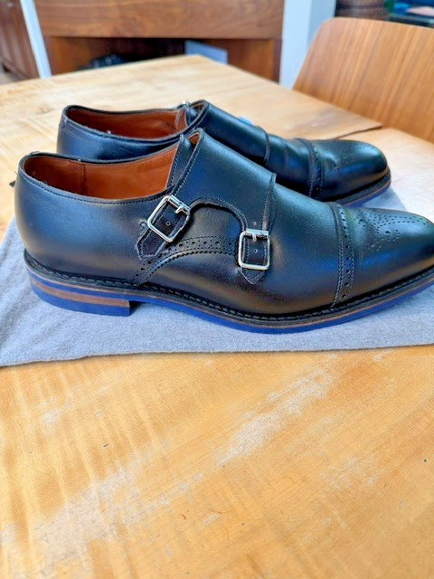 Allen Edmonds St. Johns Double Monk Strap – Black w/Blue Dianite Sole