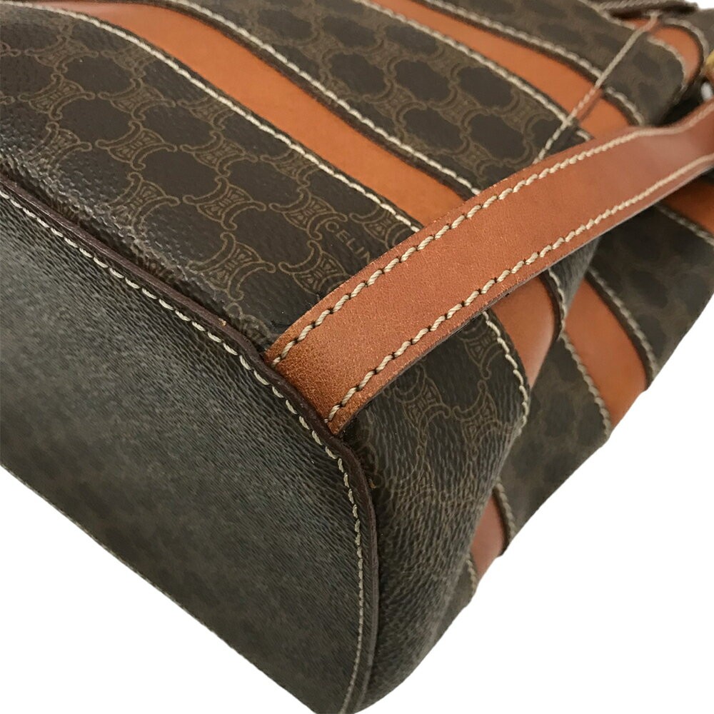 CELINE Mini Backpack Macadam Triomphe Canvas Brown Leather Drawstring Bag 99
