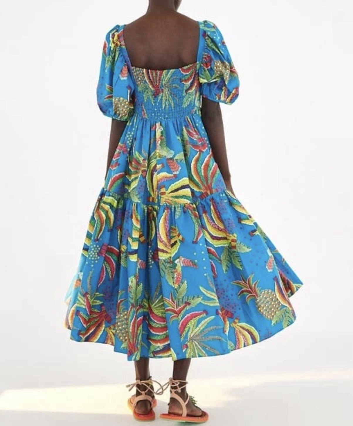 Anthropologie Farm Rio Tropics Tiered Midi Dress Size Small-FLAW