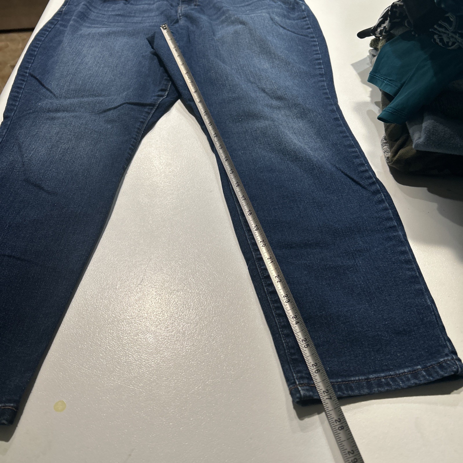 D Jeans 18w Elastic Waist 5 Pocket Button Zip Fly Blue