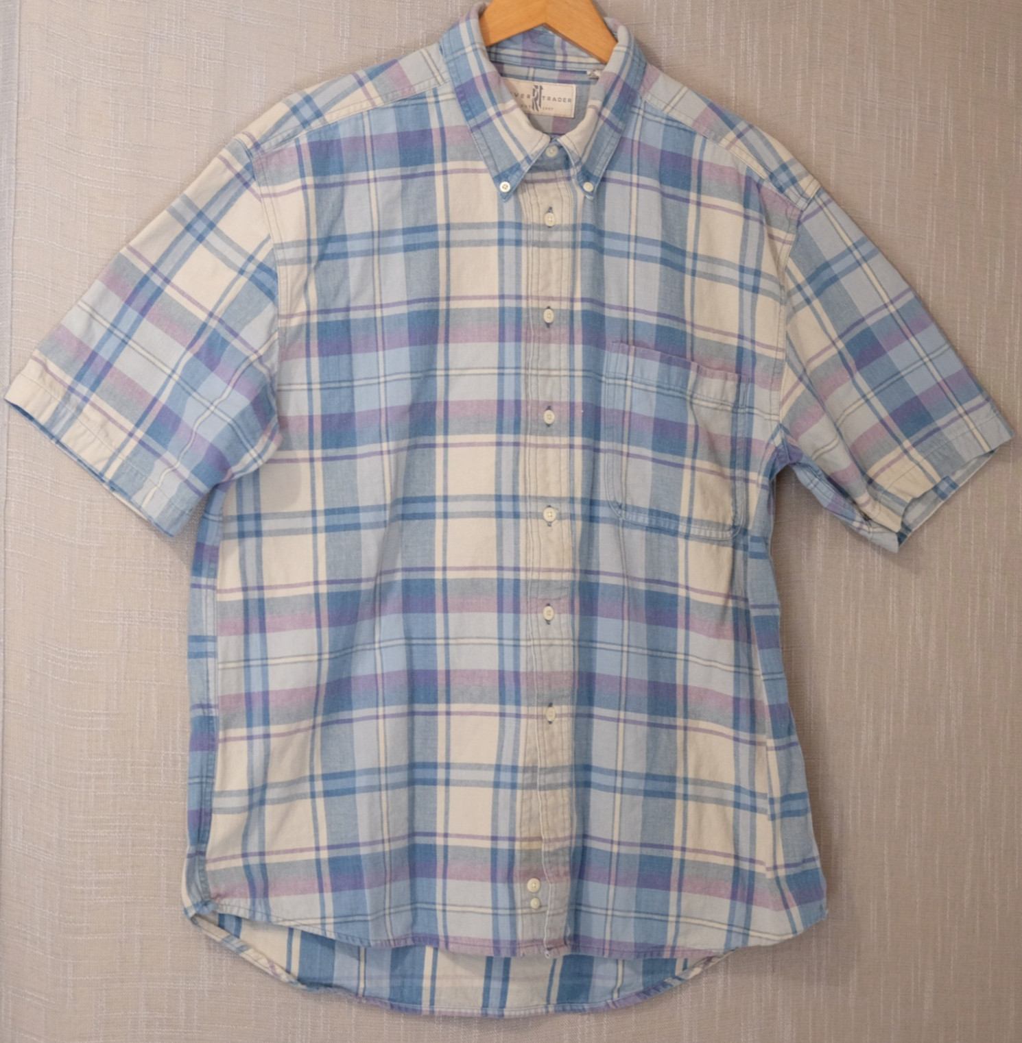 River Trader Shirt Button Down Plaid 100% Cotton Casual Mens L #A17-13