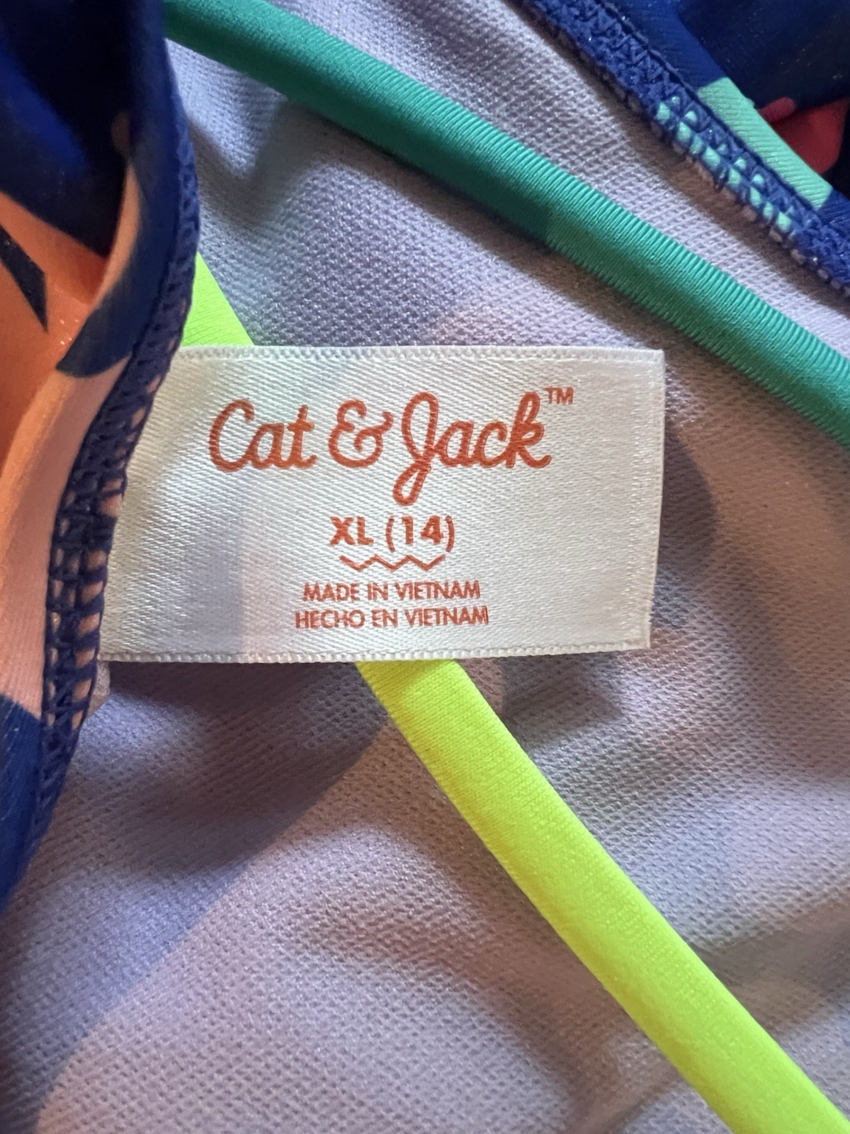Cat & Jack Girls One Piece Swimsuit Strappy Sea Life Starfish Blue XL (14)