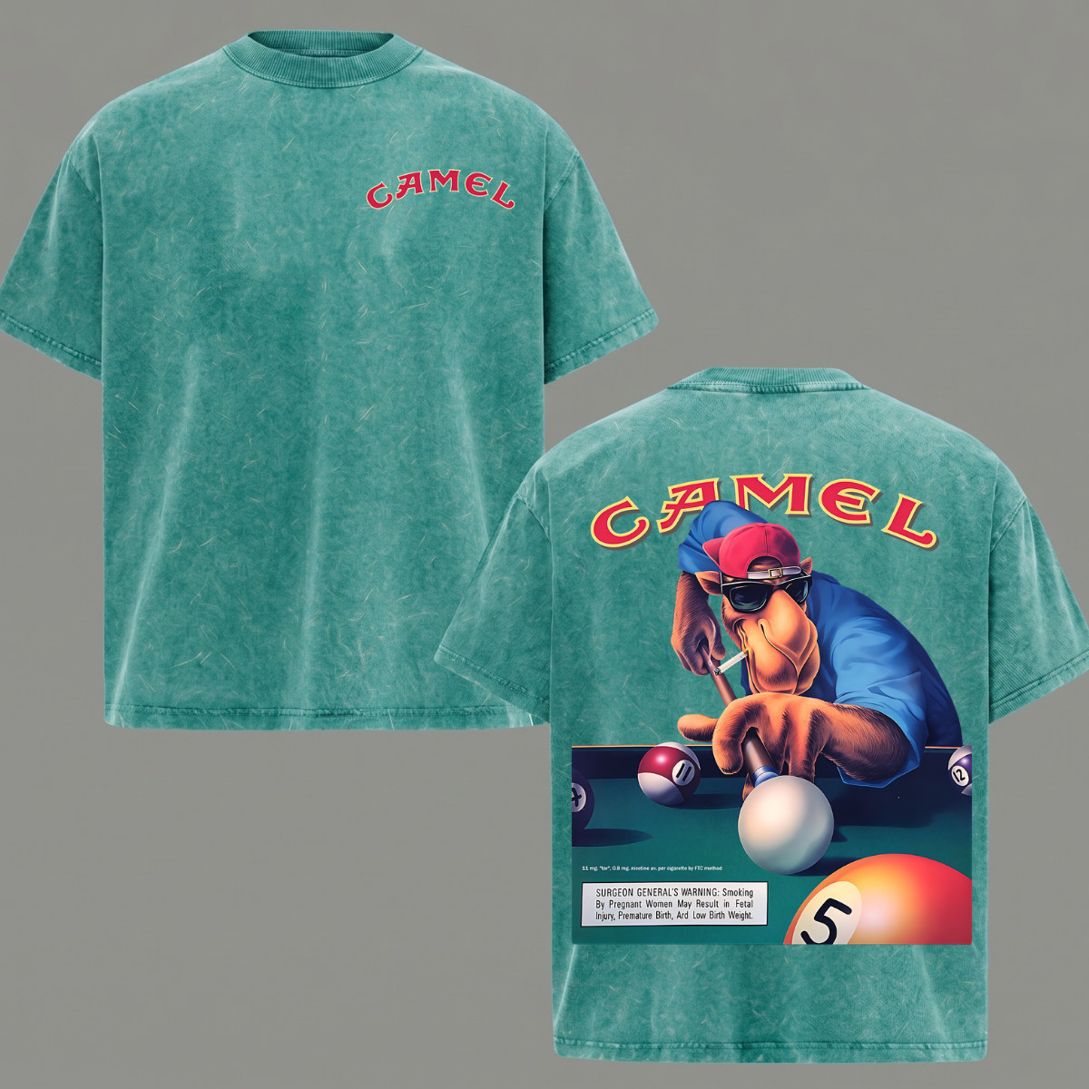 Vintage Camel Joe Billiards Acid Washed T-Shirt Graphic Tee Men’s Clothing