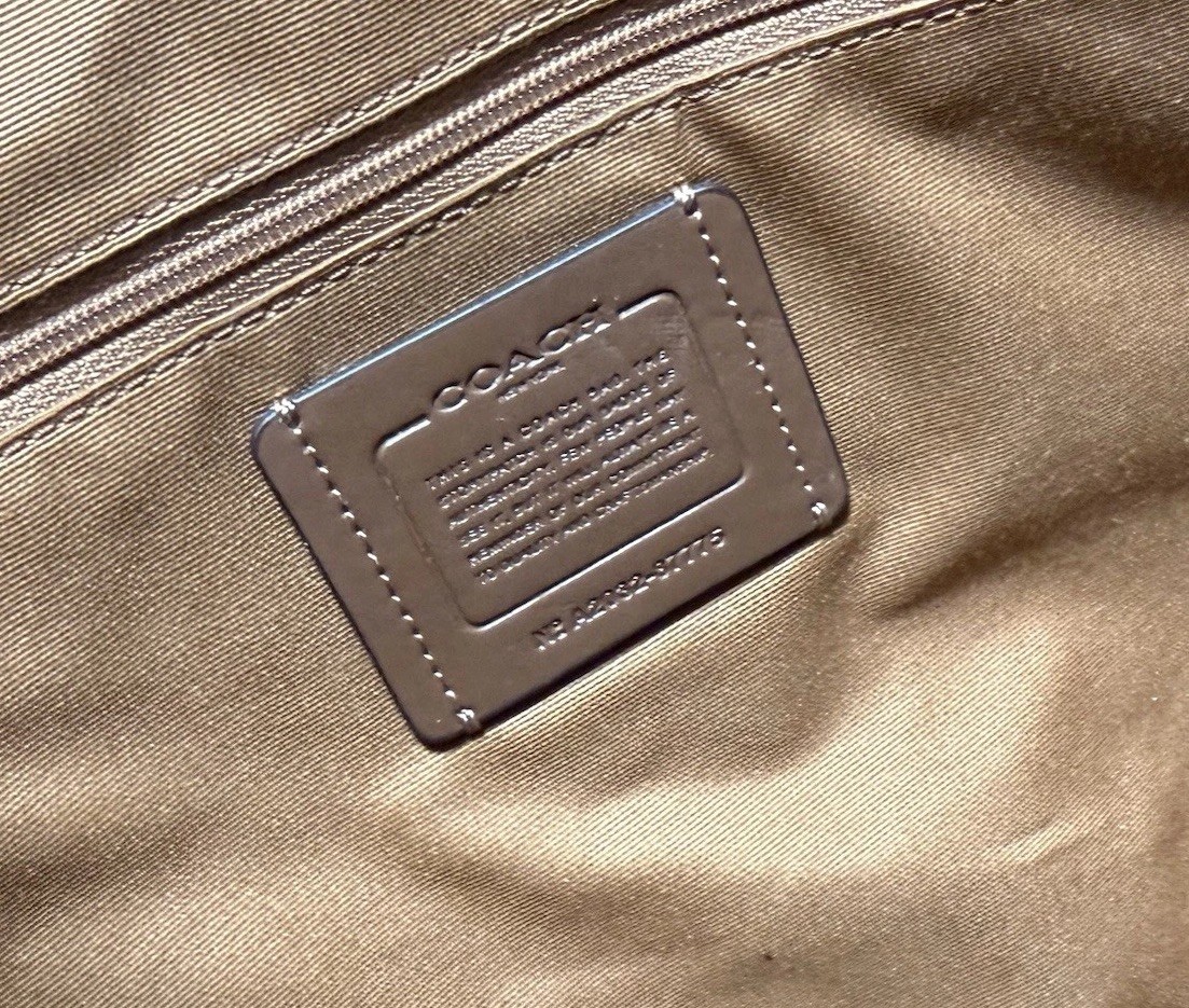 Coach Pebbled Leather Ava Chain Tote Style Purse Khaki