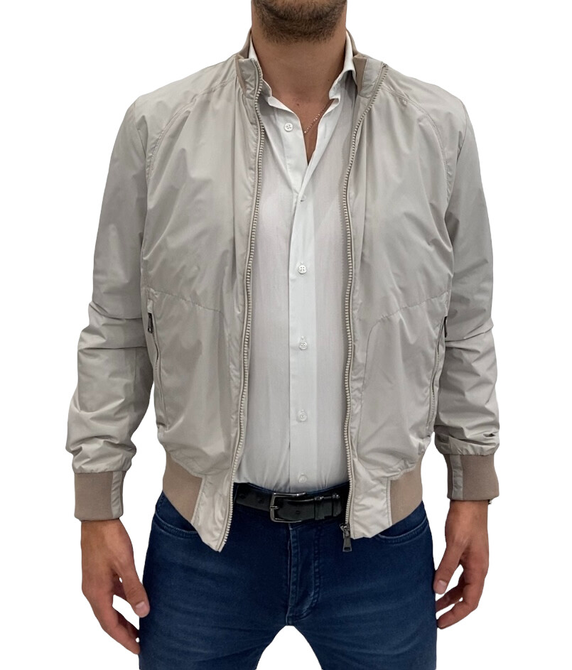 Giubbino estivo uomo MABRUN, grigio chiaro tinta unita regular fit, sconto 70%.