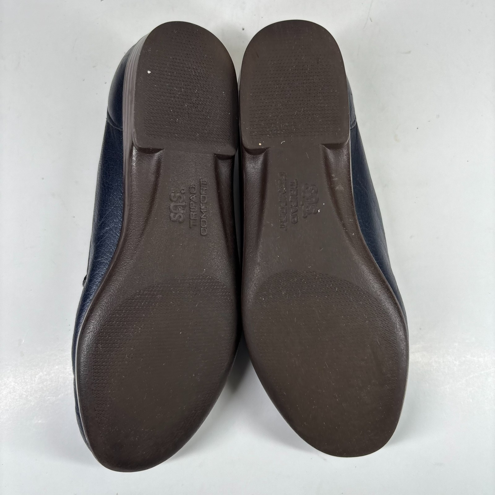 SAS Simplify Women’s US 7W Navy Leather Slip-On Comfort Walking Flats Loafers