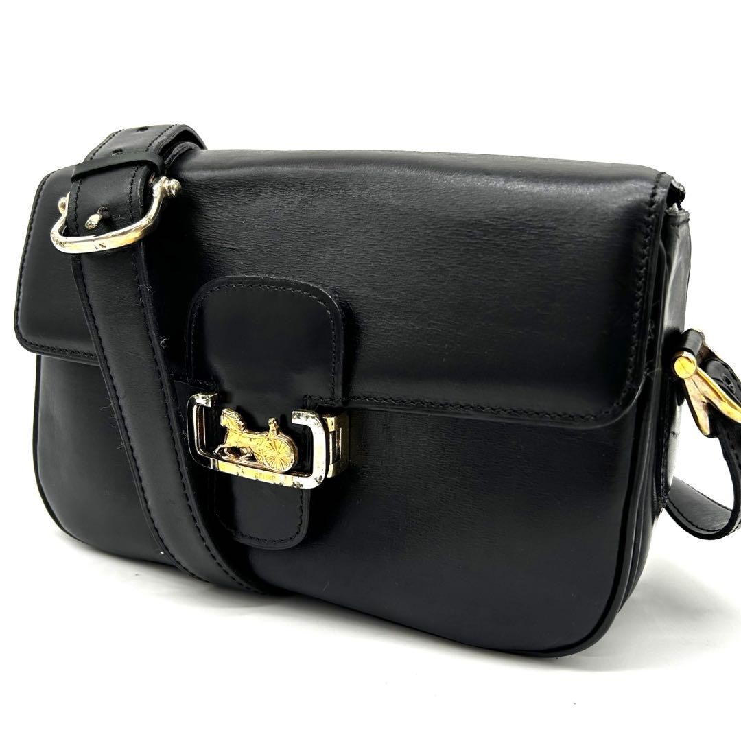 Celine Shoulder Bag Box Calf Horse Carriage Hardware Used