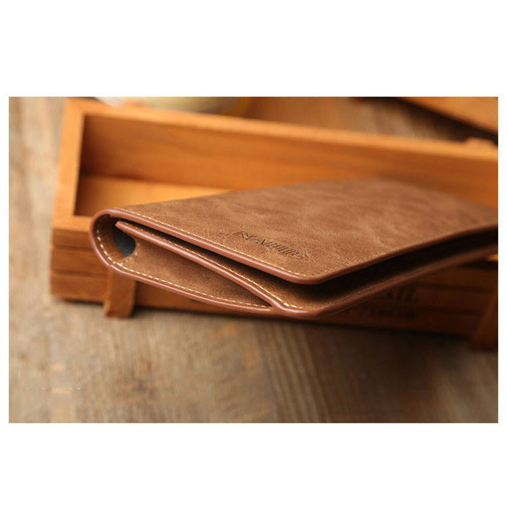 Men’s Bifold Leather Breast Pocket Card Holder Suit Purse Long Wallet Checkbook