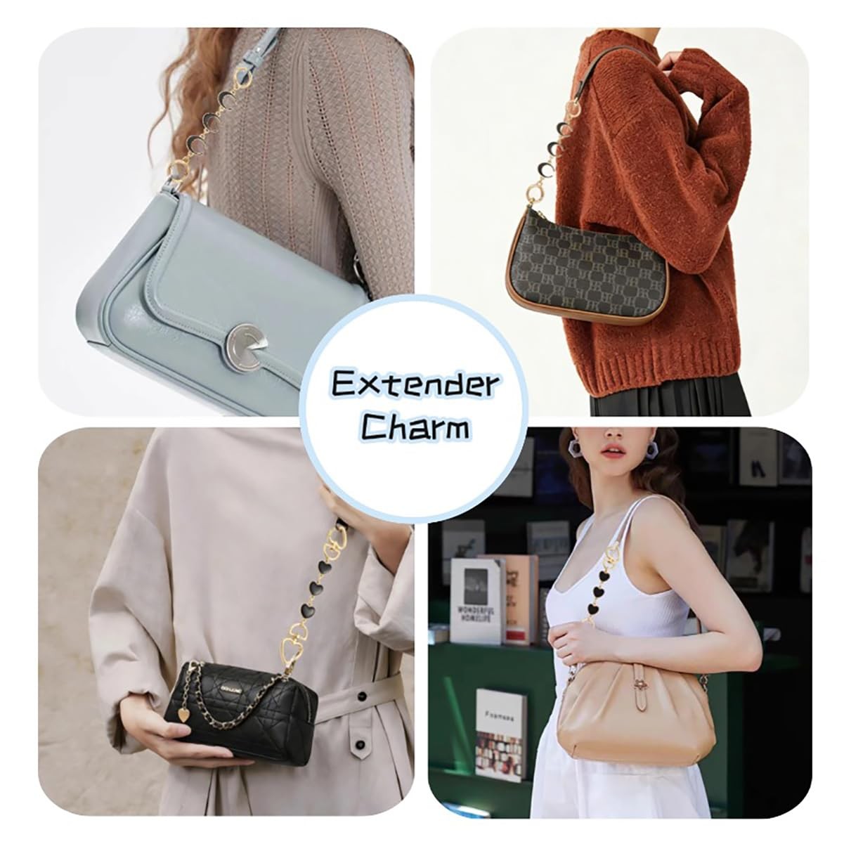 Anbys 2Pcs Bag Extender Chain Purse Strap Extenders for Handbags Purse Extender