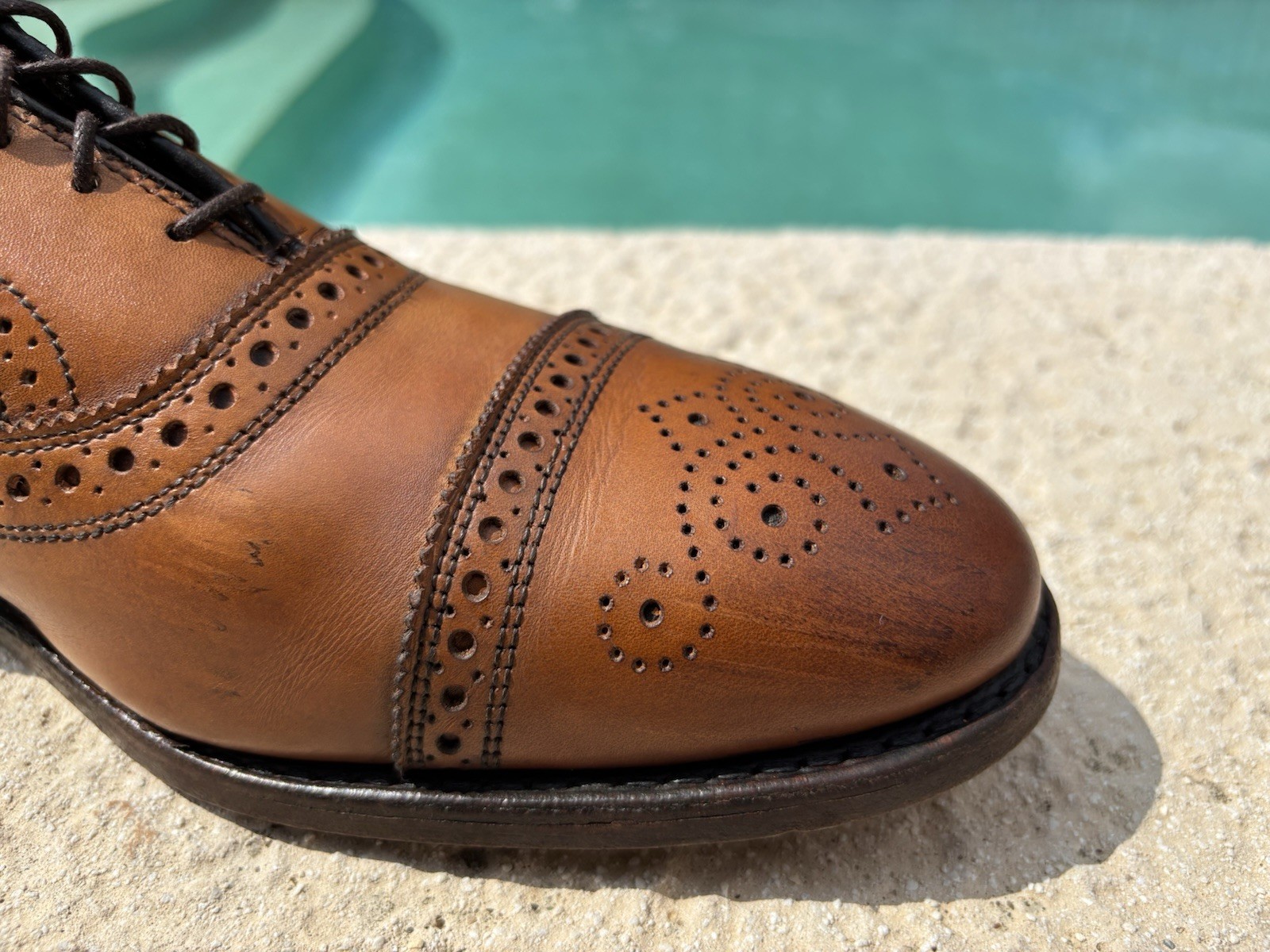 Allen Edmonds Walnut Strand 1635 Cap-Toe Oxford Brown Leather Dress Shoes Sz 13D