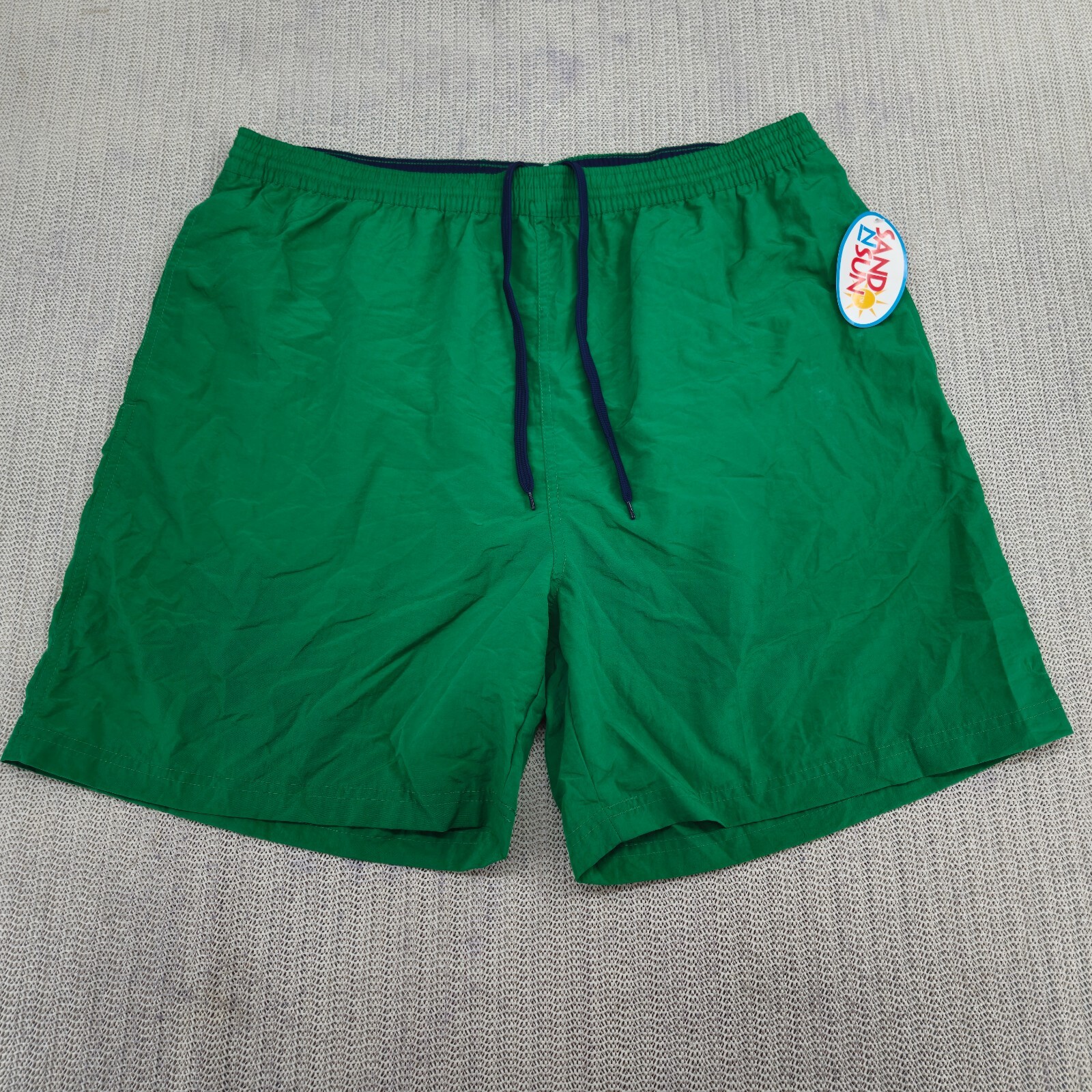 Vintage Sand N Sun Swim Trunks Shorts Mens Large Green Lined Pockets Y2K