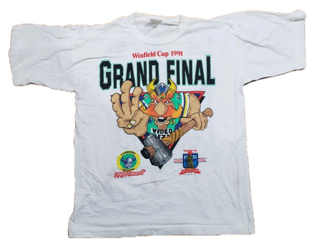Vtg 90s Canberra Raiders Winfield Cup 1991 Grand Final Doublesided T Shirt