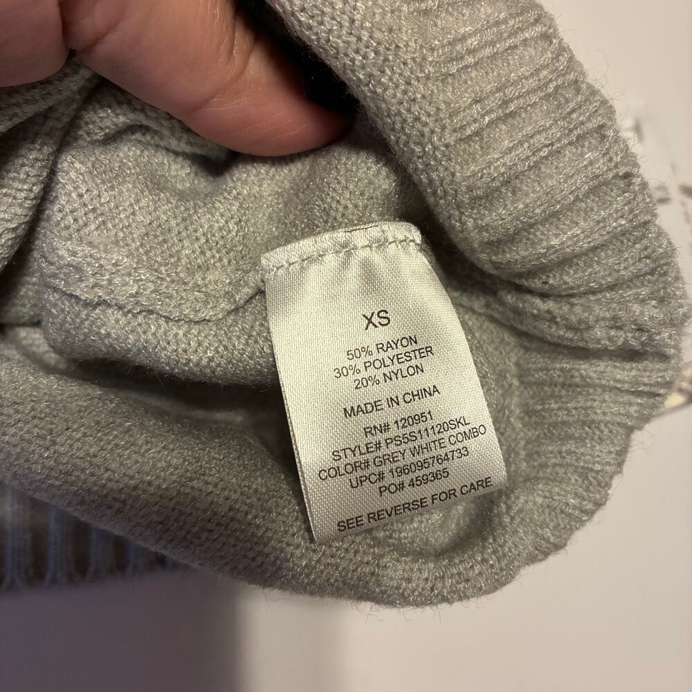Pink Republic Gray White Sweater Tank Top XS Crop Stripe Preppy Chic Rayon