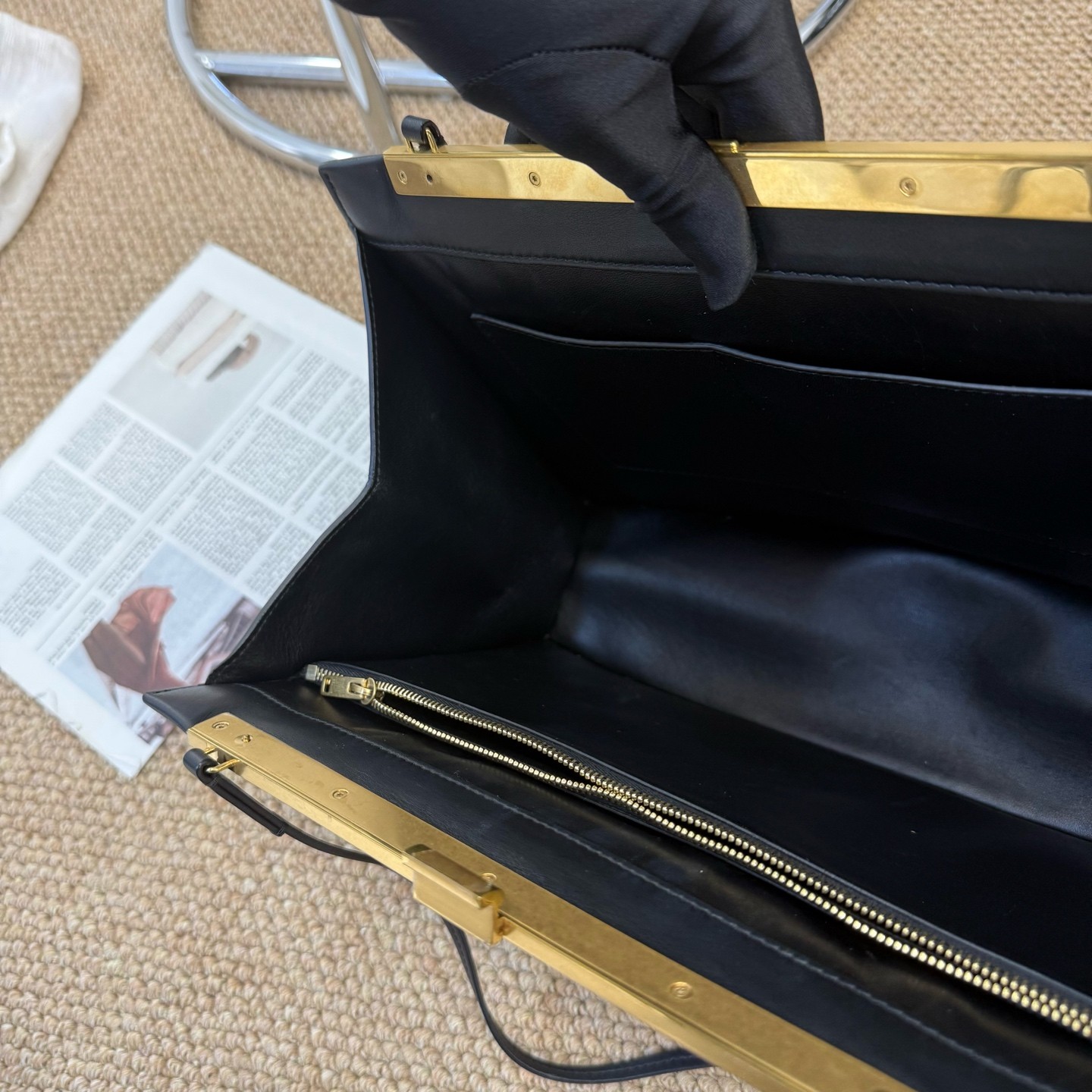 Celine Classic Clasp Shoulder Bag Black Leather Gold Hardware Duty Paid