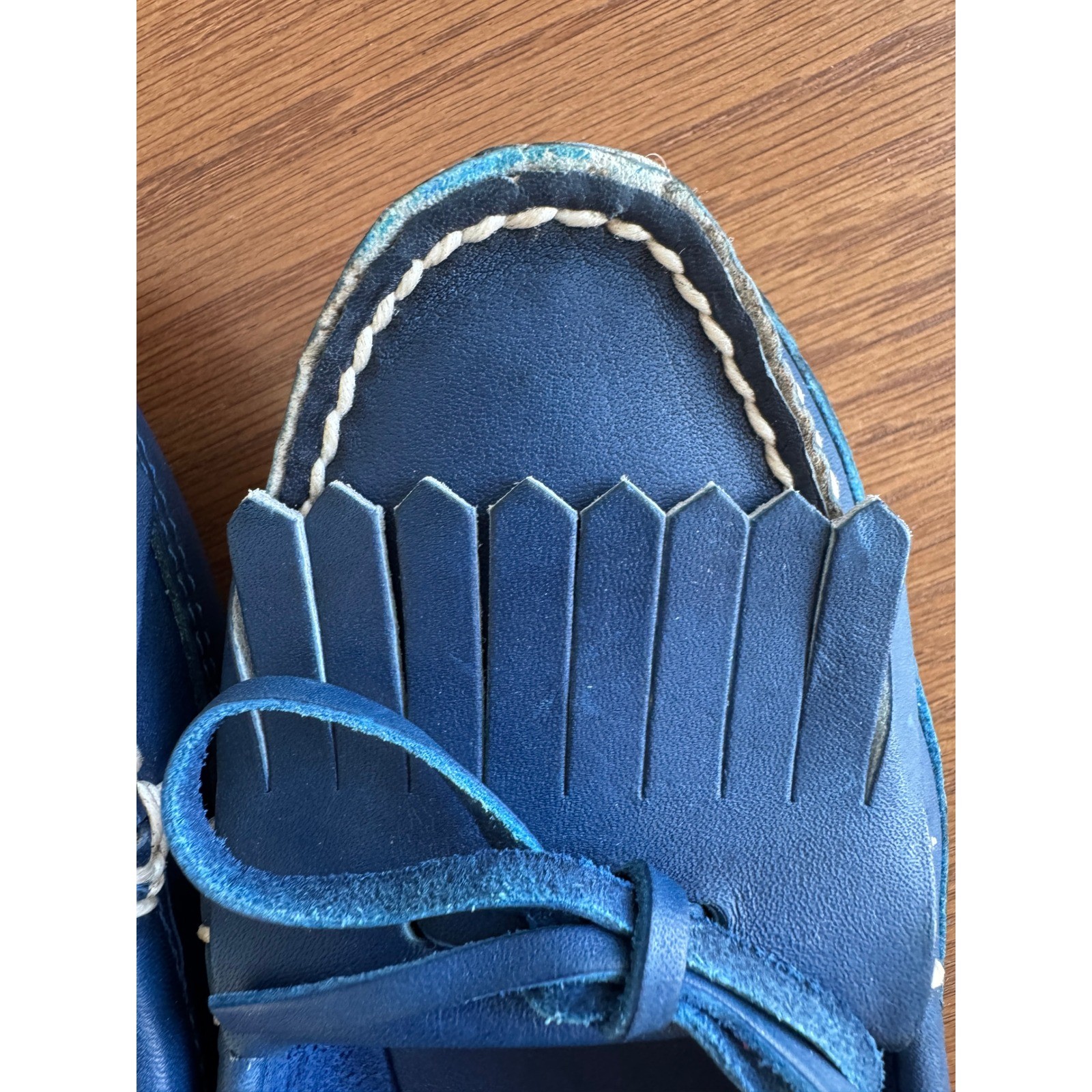 Ralph Lauren Rare Vintage Bench Made in Maine Blue Kiltie Moccasins W 8
