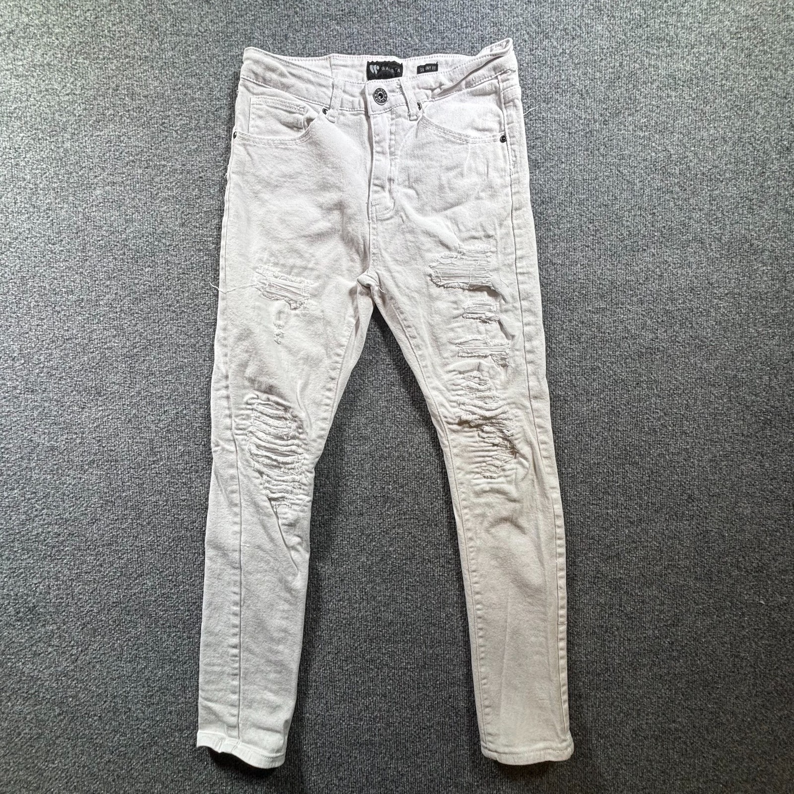 Waimea Skinny Jeans Men’s 30×28 White Cotton Denim Workwear Distressed Travel