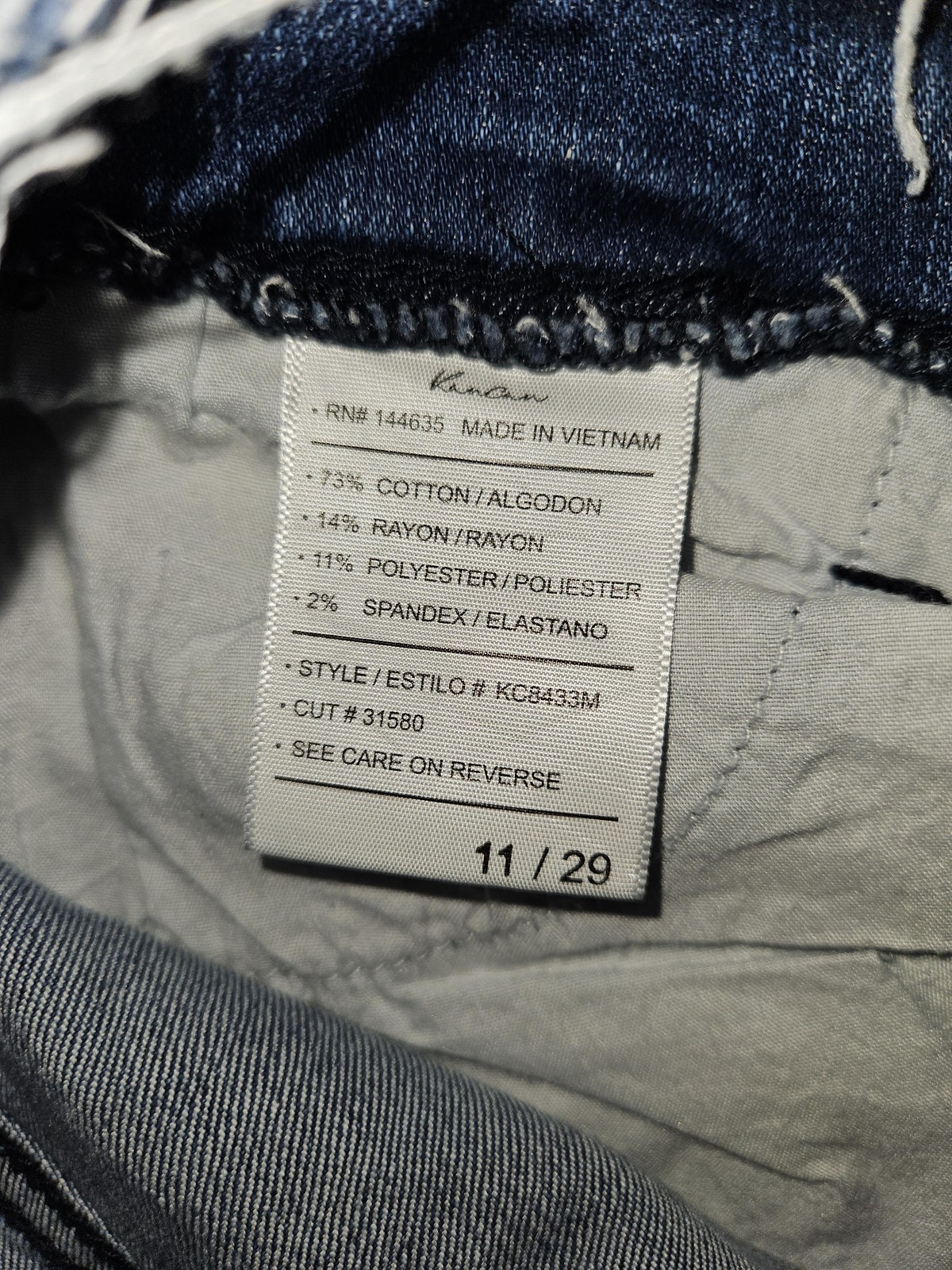 KanCan Jeans Womens 11/29 Blue High Rise Button Fly Distressed Raw Hem Denim