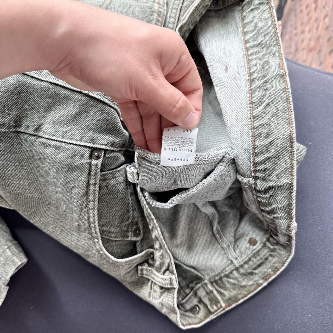 Vintage 90s Levi’s 540 Leather Tab Baggy Green Denim Jeans 38×27