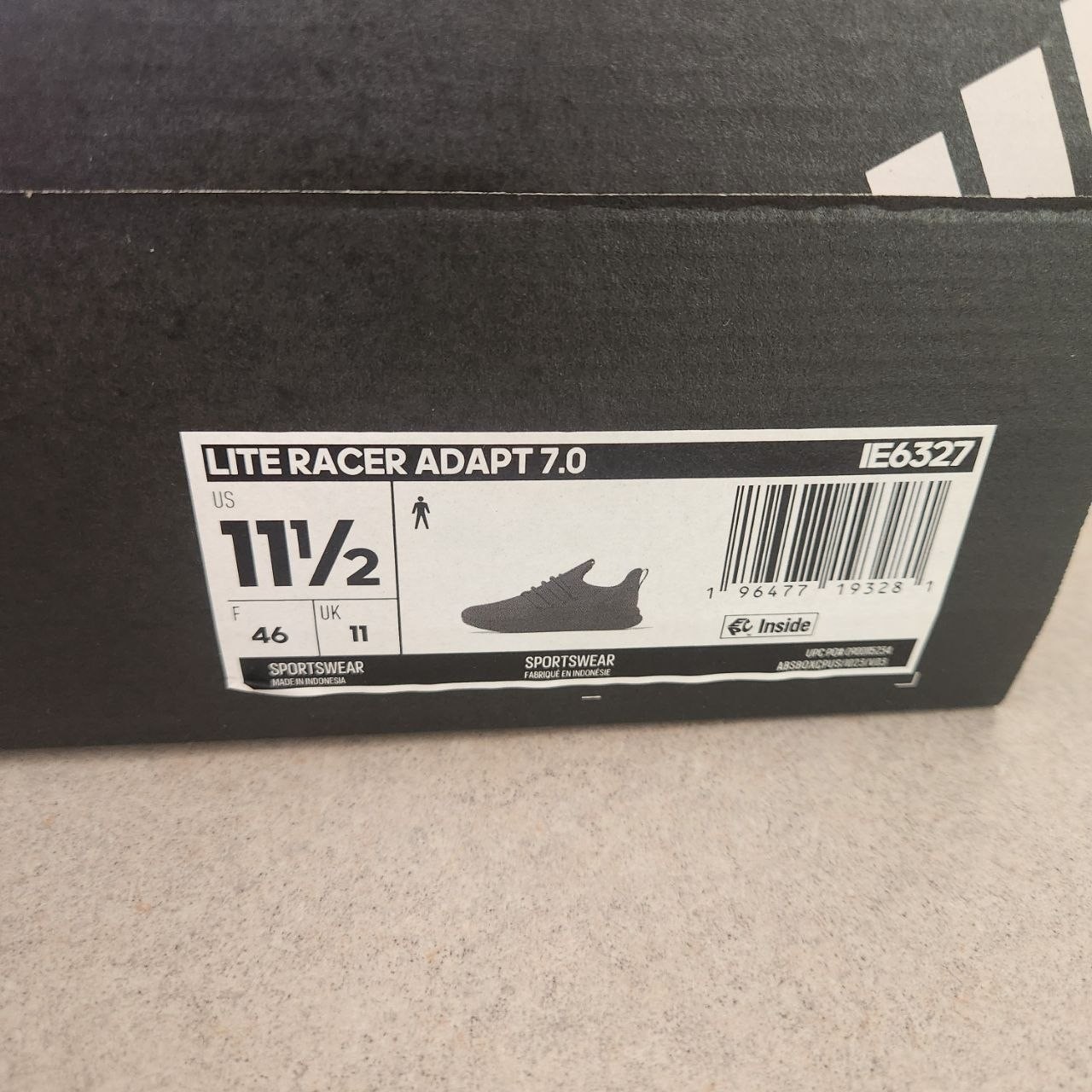 Adidas Men’s Lite Racer Adapt 7.0 Shoes – Black/Grey – Sizes 8-12 -FREE Shipping