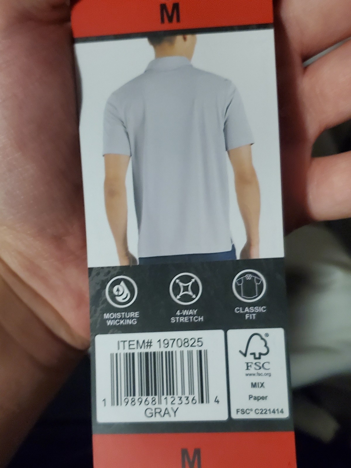 Gerry Men’s Solid Gray Short Sleeve Polo Moisture Wicking Stretch Classic Fit M
